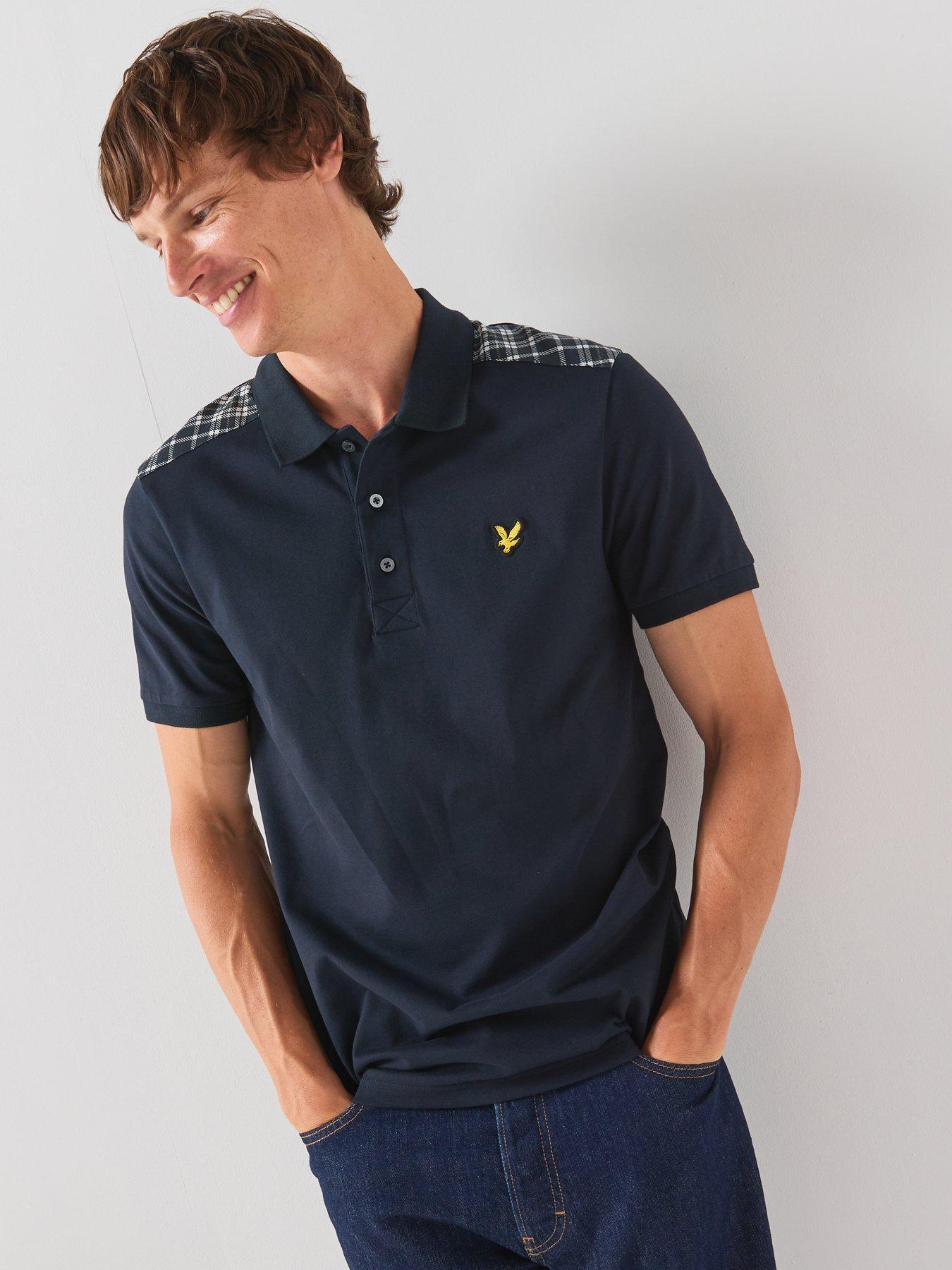 Image 5 of 6 of Lyle & Scott Check Panelled Polo Shirt - Navy