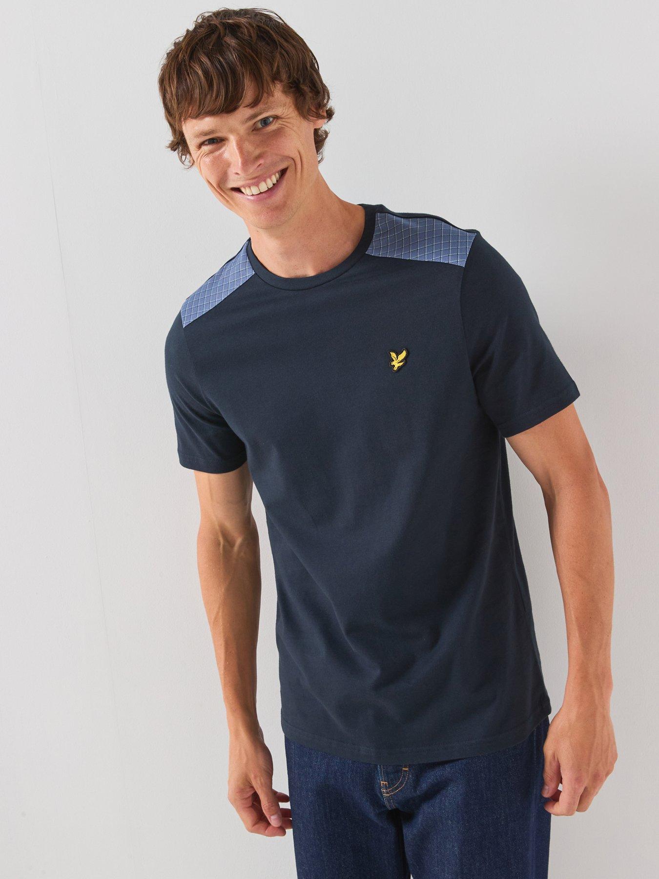 Lyle & Scott Check Panelled T-Shirt - Navy
