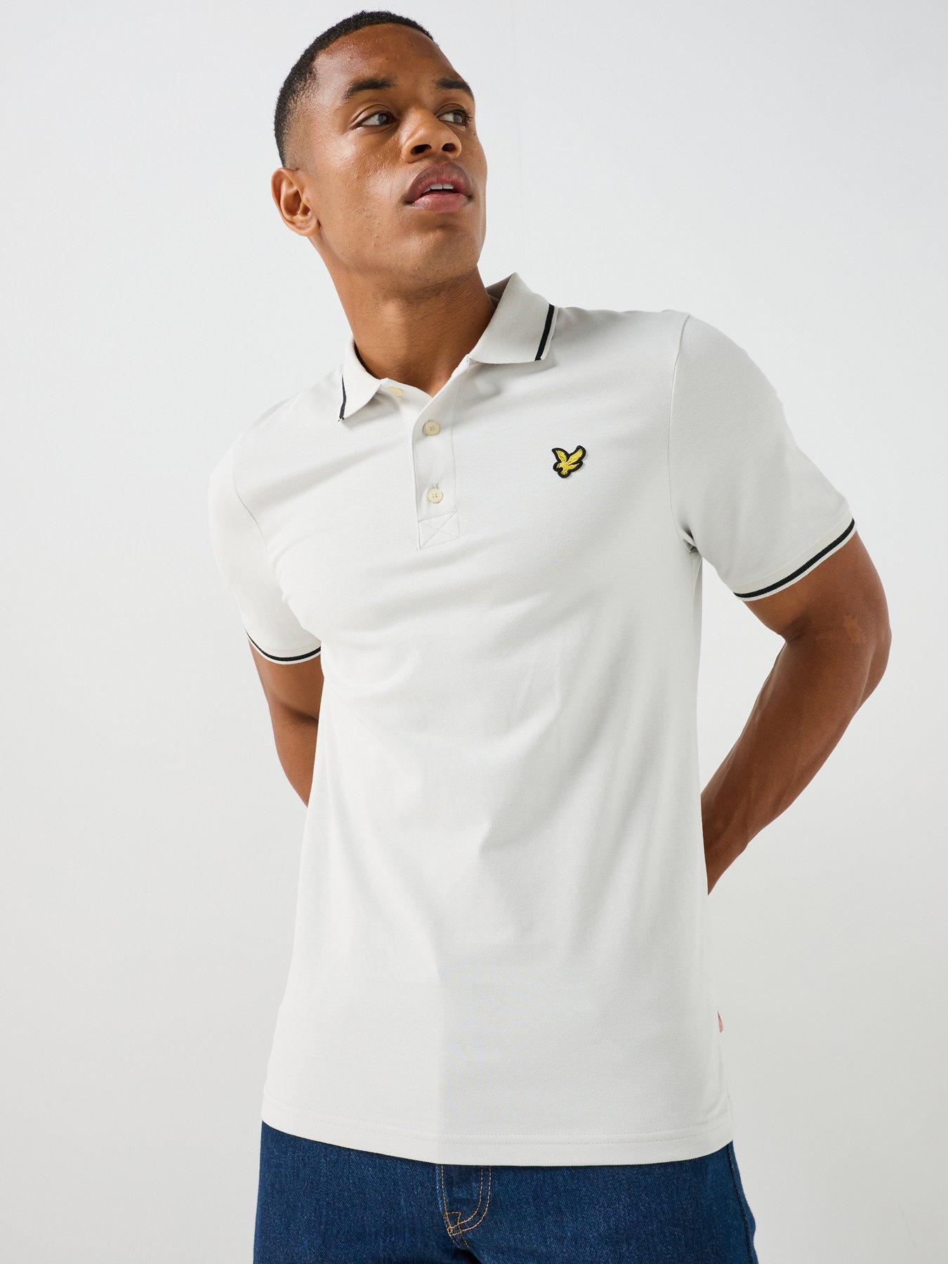 Lyle & Scott Men's Tipped Polo Shirt with Eagle Logo Detail - White