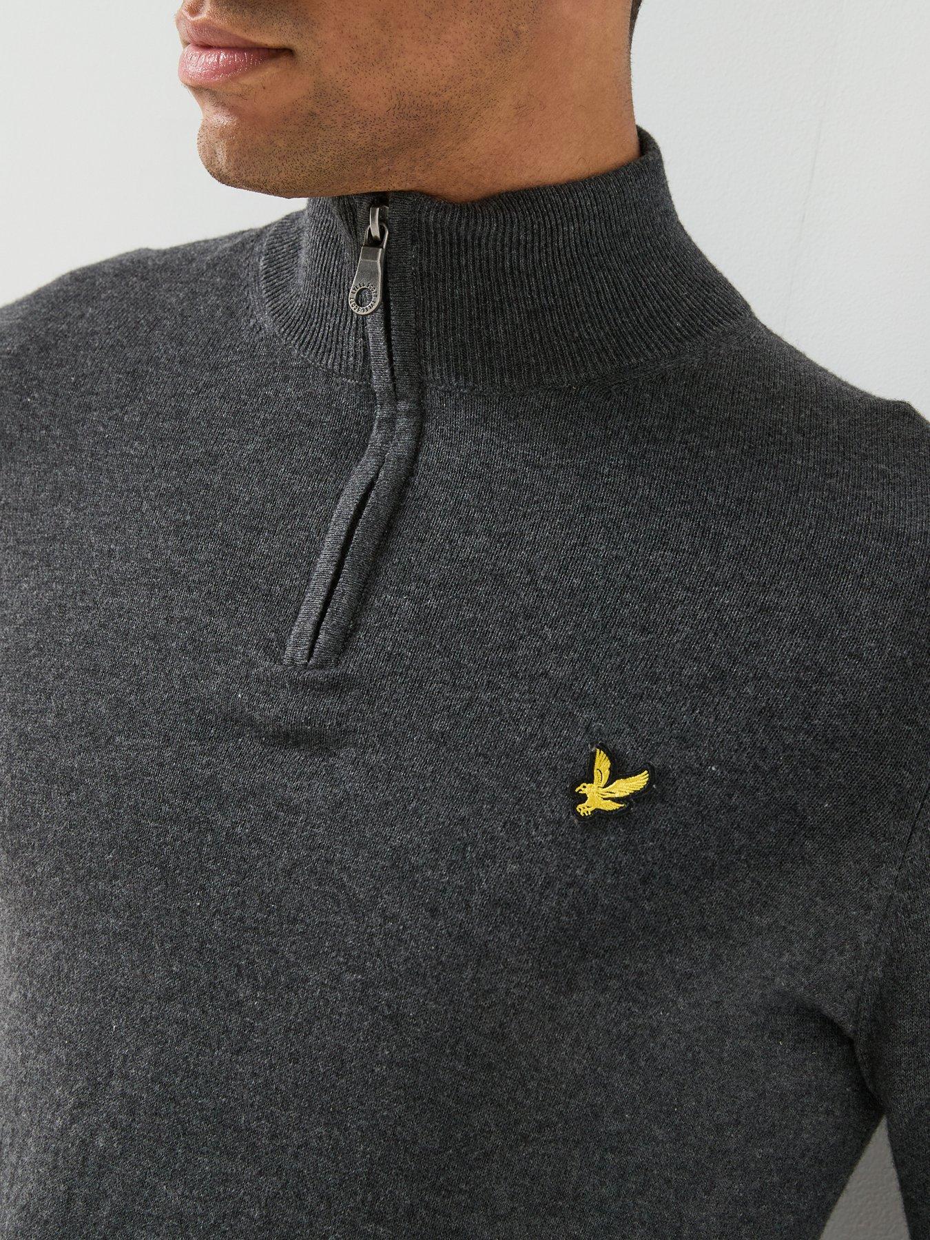 Image 4 of 6 of Lyle & Scott Mens Cotton Merino Quarter Zip Knitted Jumper - Grey