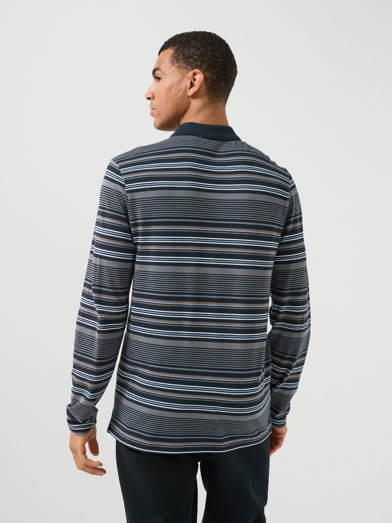 Image 2 of 6 of Lyle & Scott Multi Stripe Long Sleeve Polo Shirt - Navy