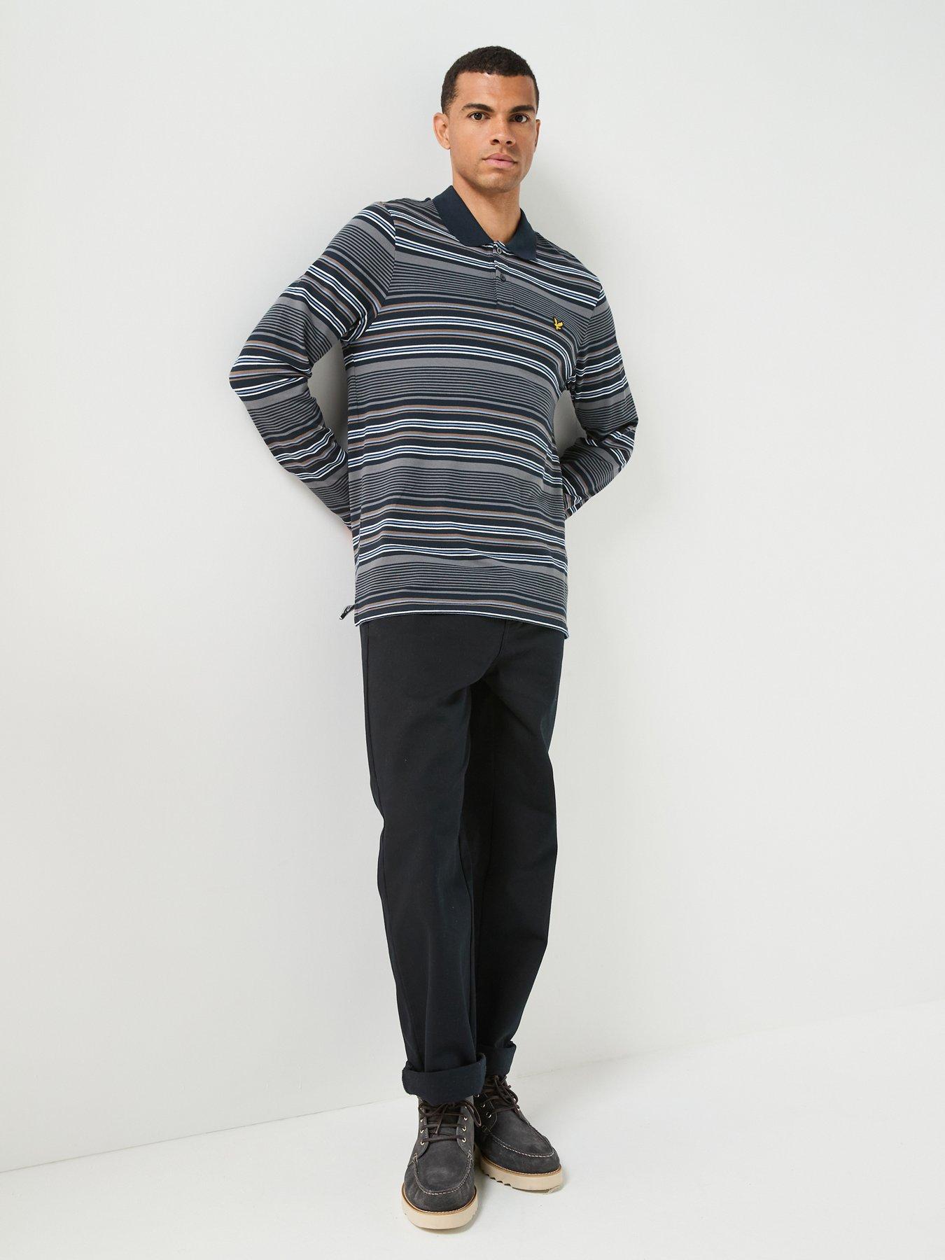 Image 3 of 6 of Lyle & Scott Multi Stripe Long Sleeve Polo Shirt - Navy
