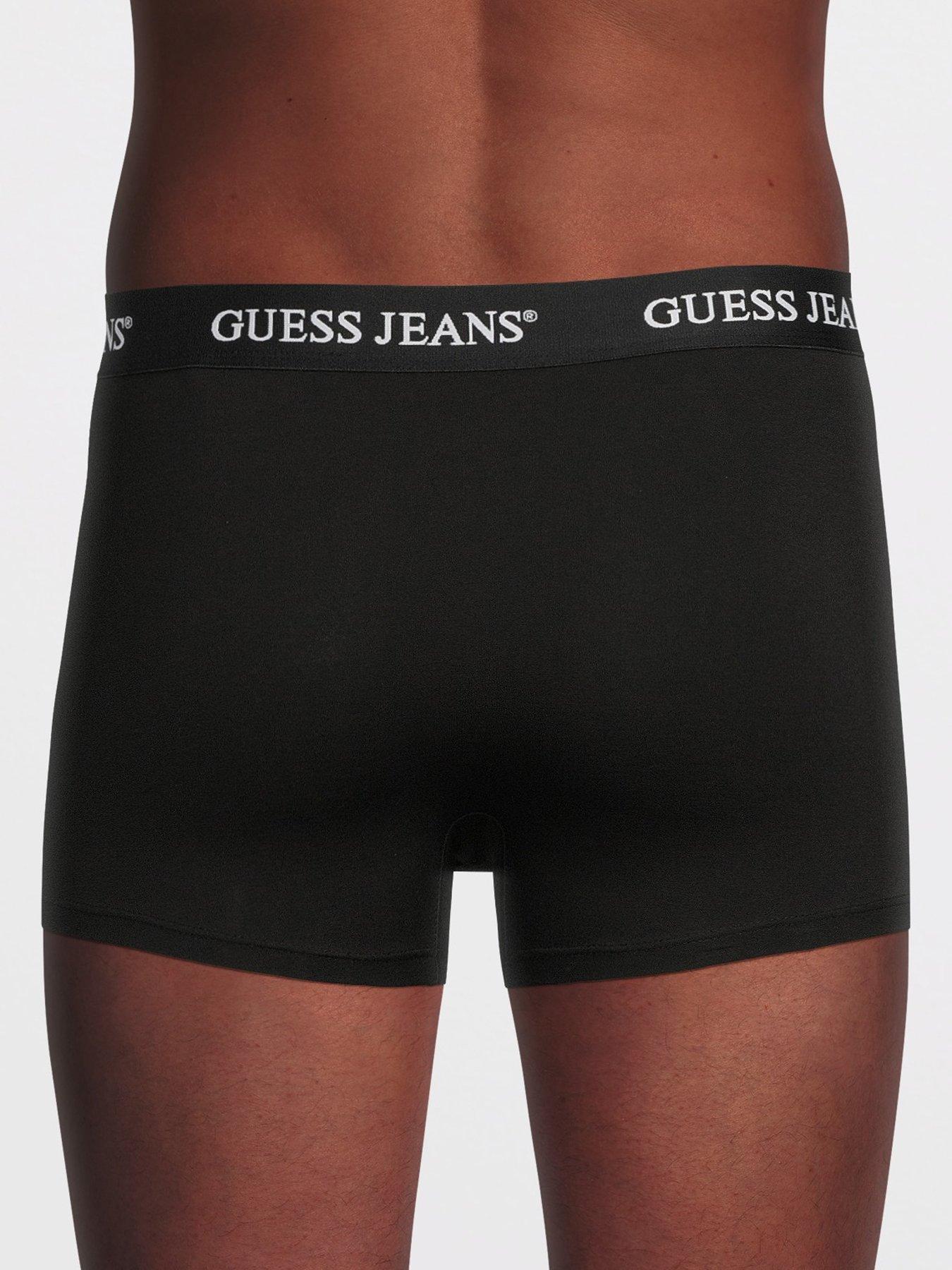 Image 3 of 3 of Guess Jeans Mens 3 Pack Logo Waistband Trunks - Black
