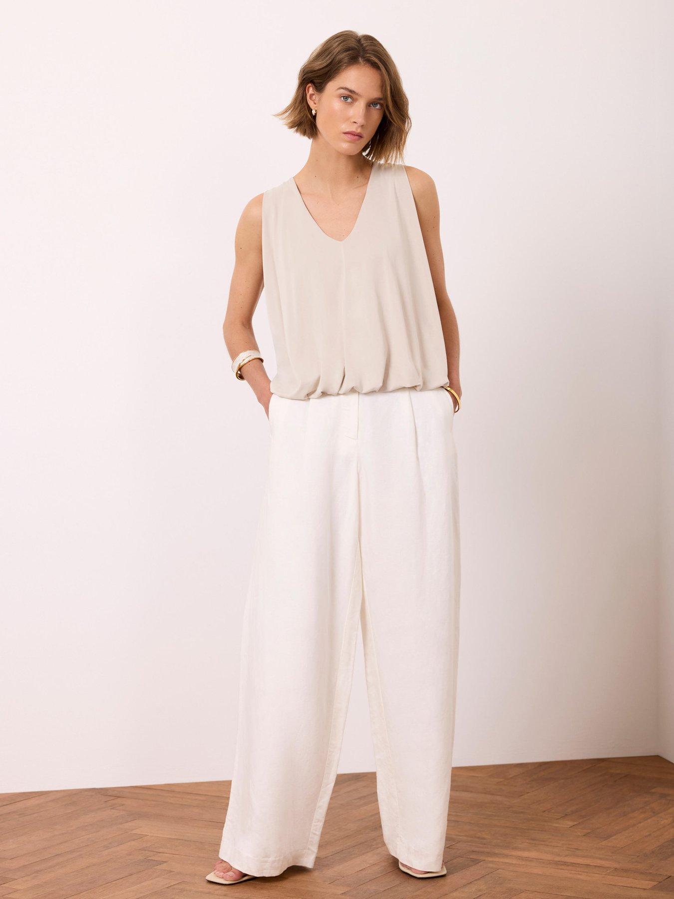 Image 3 of 6 of Mint Velvet Neutral Bubble Hem Top - Cream