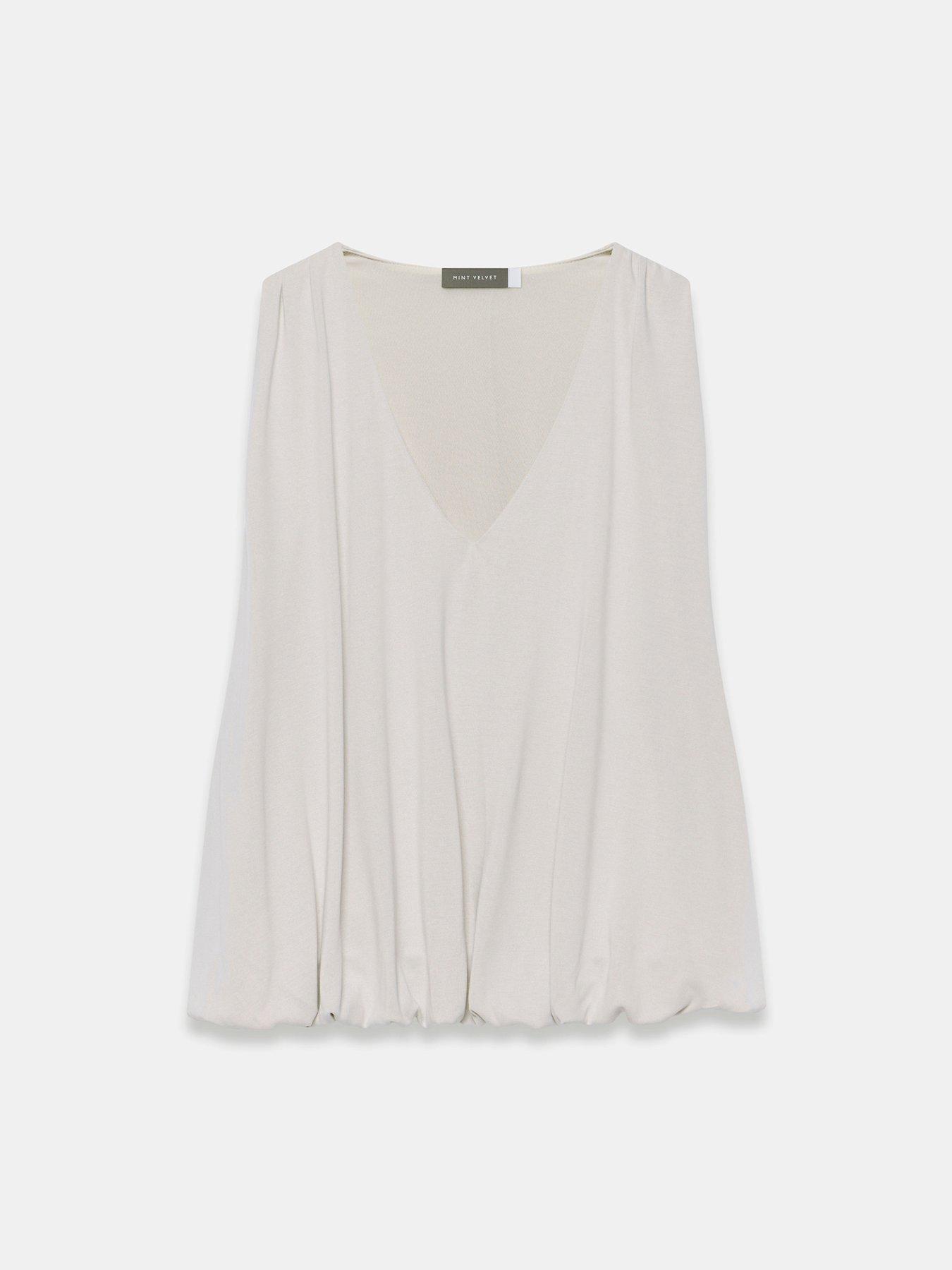 Image 5 of 6 of Mint Velvet Neutral Bubble Hem Top - Cream