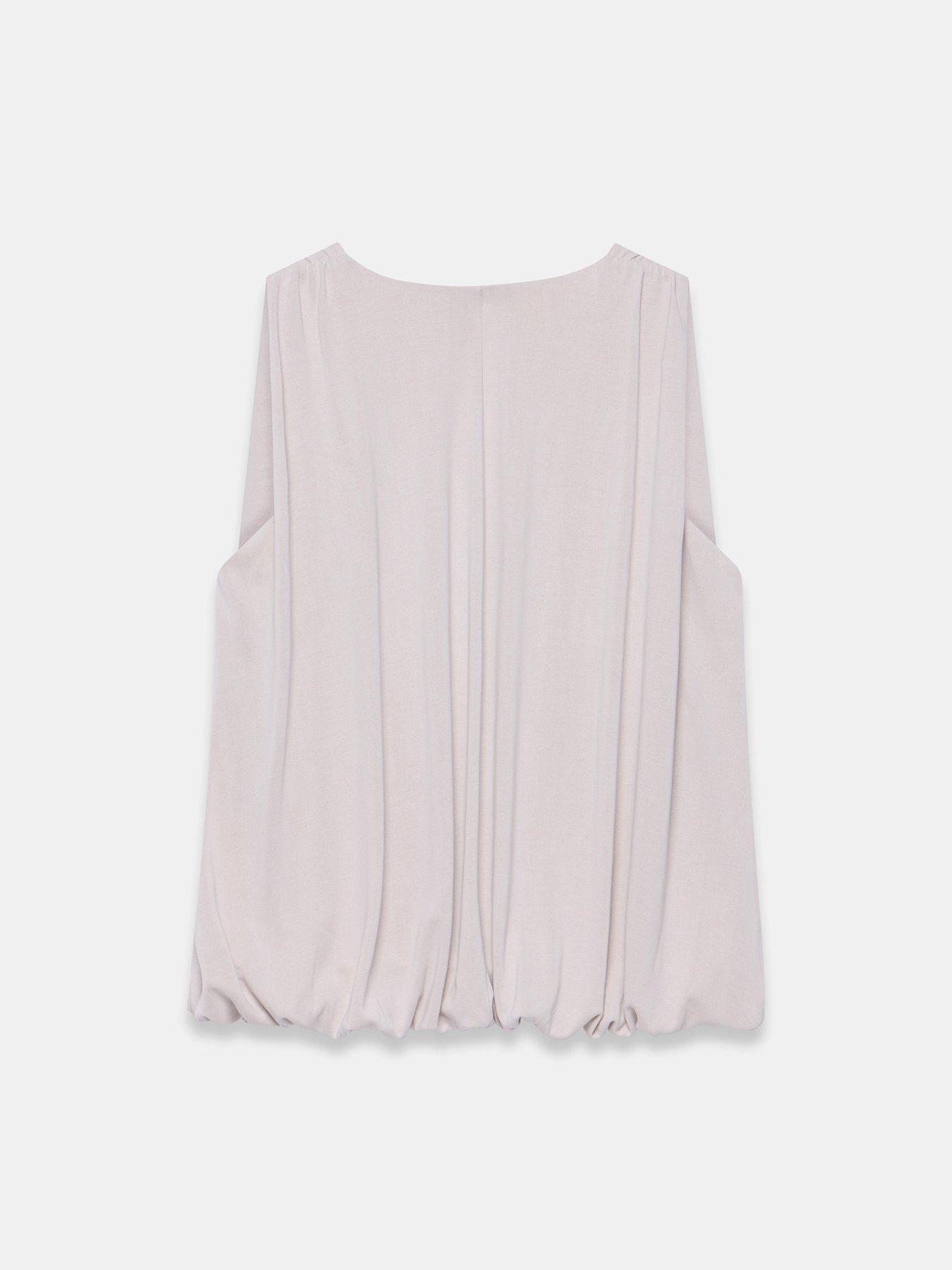 Image 6 of 6 of Mint Velvet Neutral Bubble Hem Top - Cream