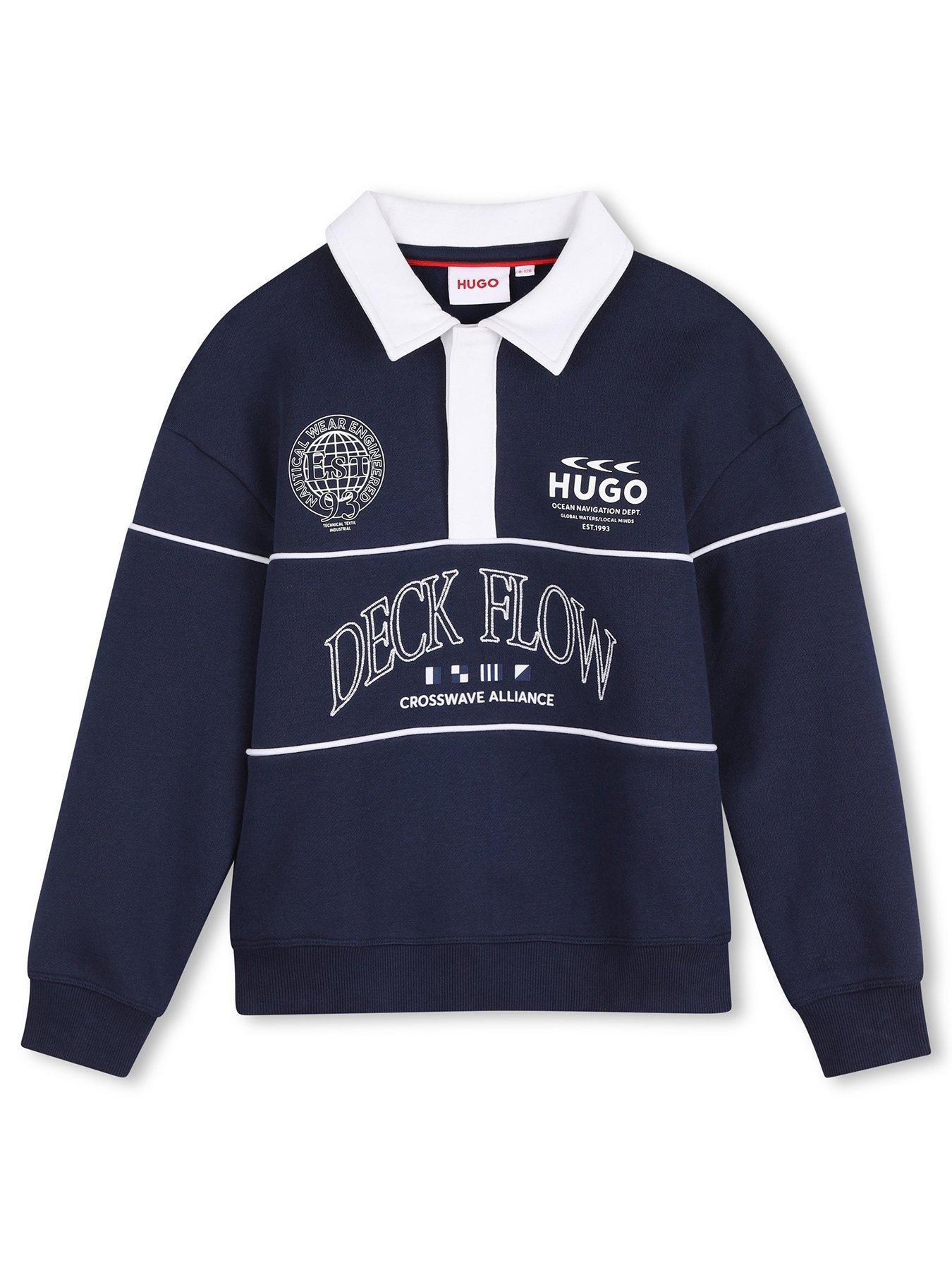 Image 1 of 3 of HUGO Boys Collared Sweatshirt - Blue