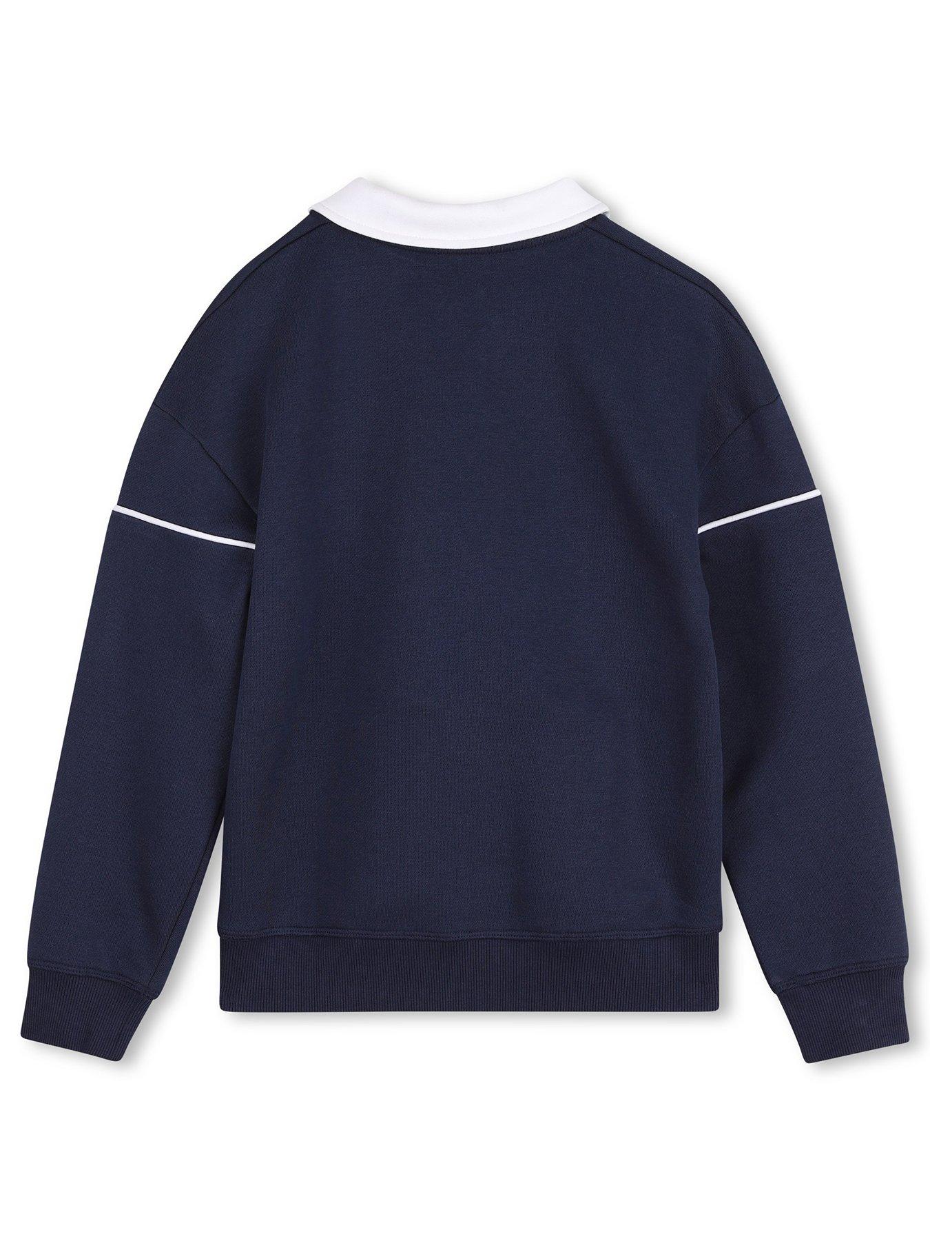 Image 2 of 3 of HUGO Boys Collared Sweatshirt - Blue