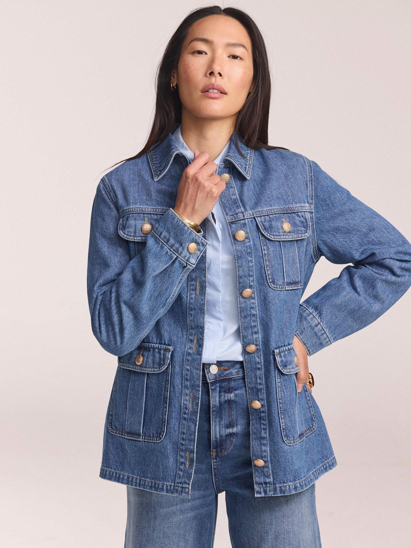 Image 1 of 6 of Mint Velvet Mid Indigo Denim Shacket - Blue