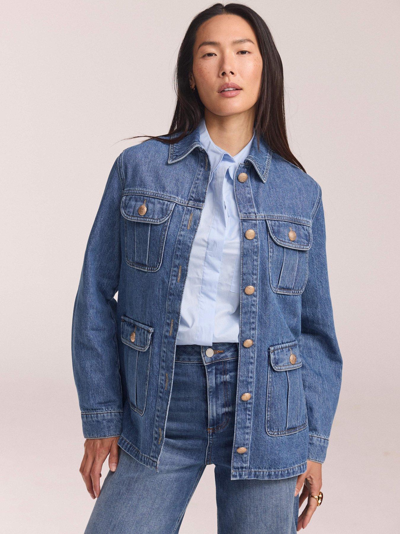 Image 2 of 6 of Mint Velvet Mid Indigo Denim Shacket - Blue