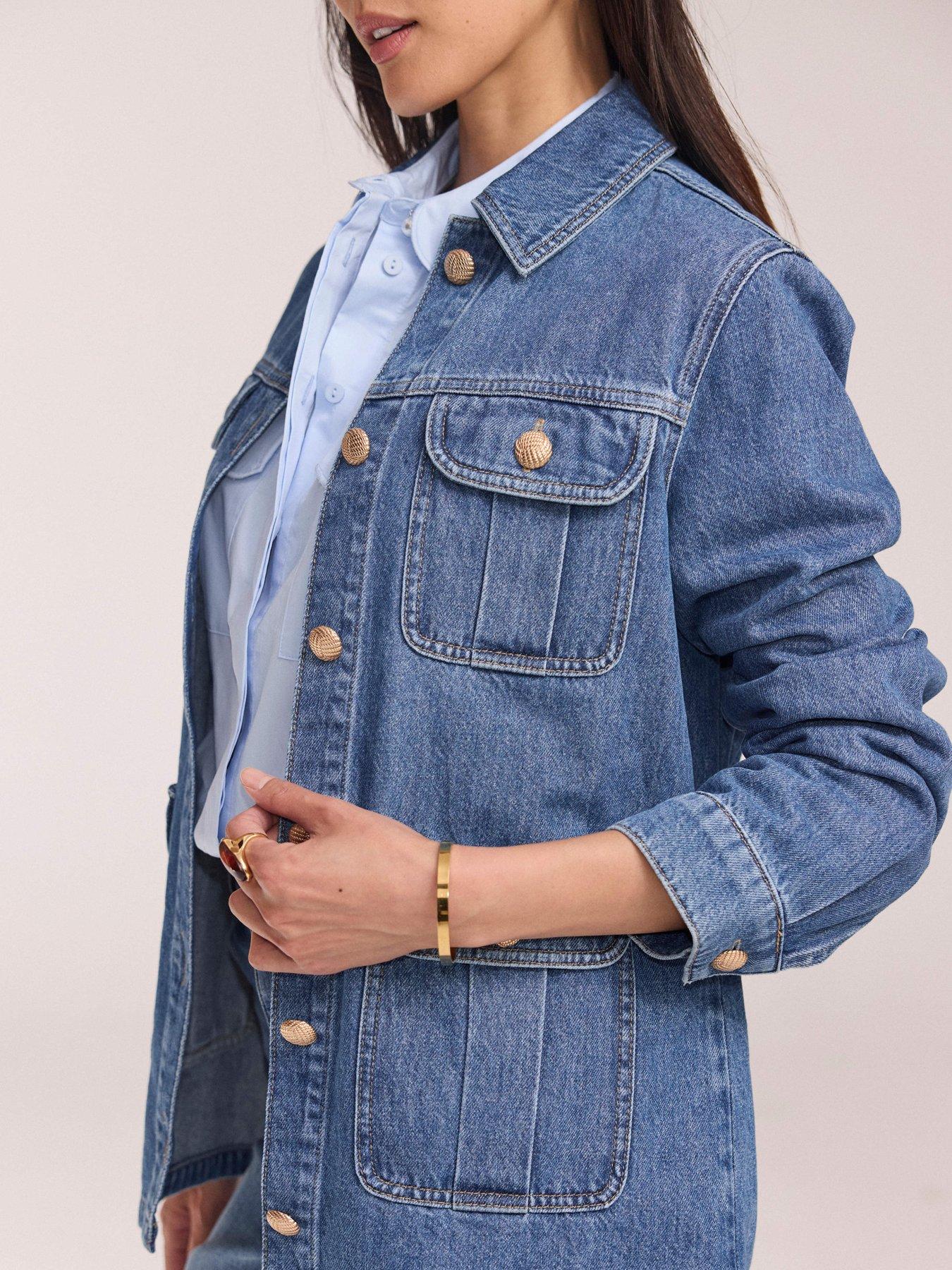 Image 4 of 6 of Mint Velvet Mid Indigo Denim Shacket - Blue
