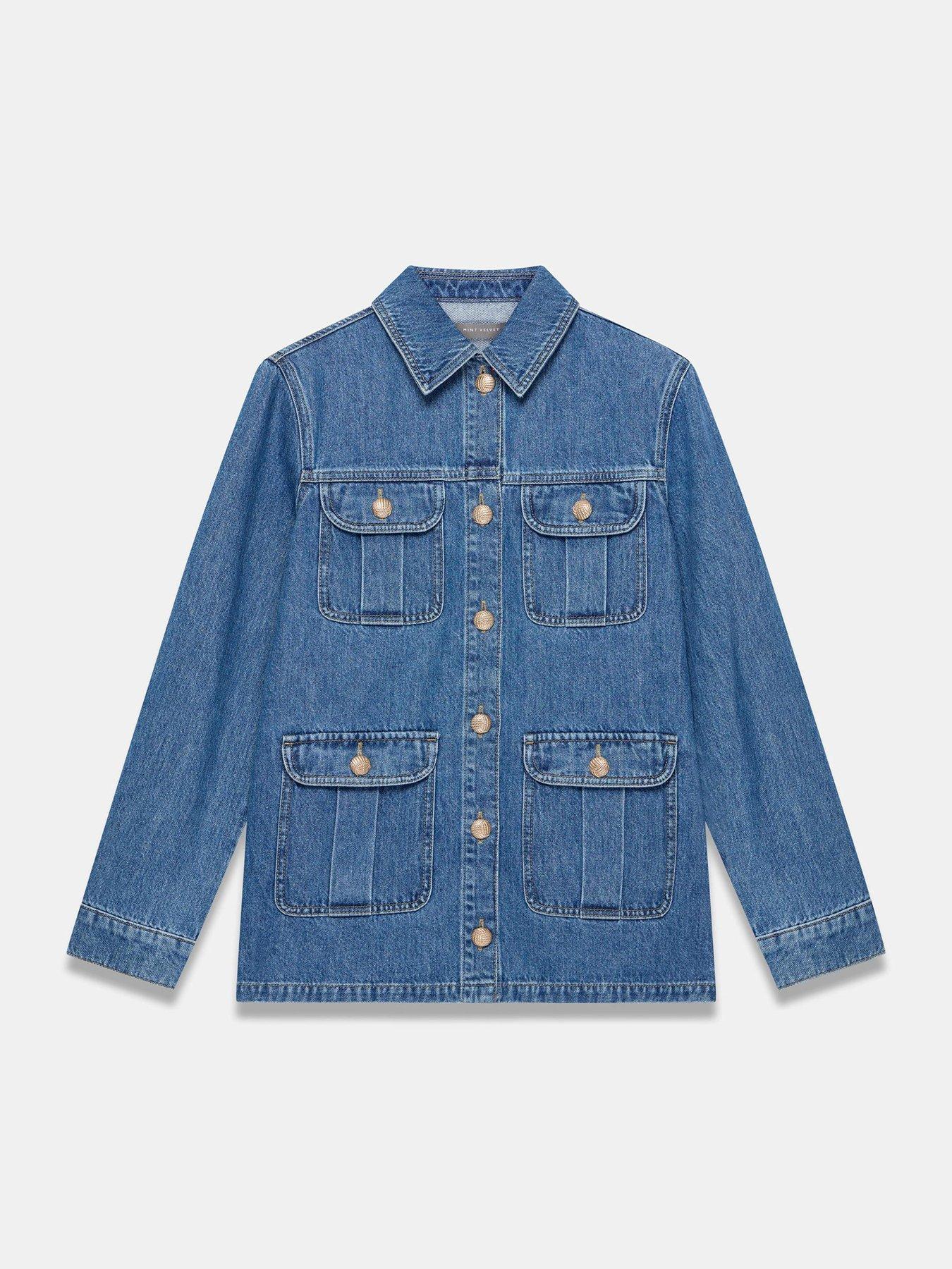 Image 5 of 6 of Mint Velvet Mid Indigo Denim Shacket - Blue