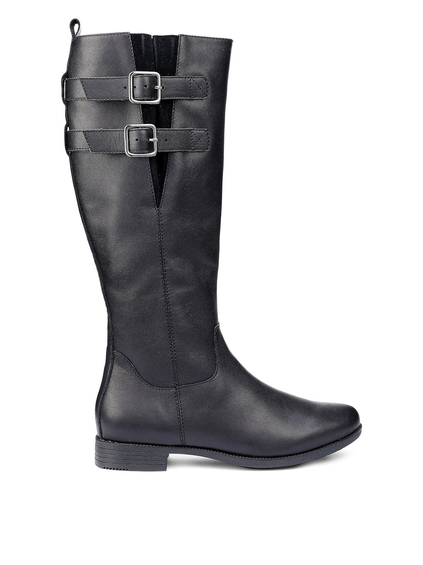 Hotter Bamburgh Buckle Detail Knee Boot - Black