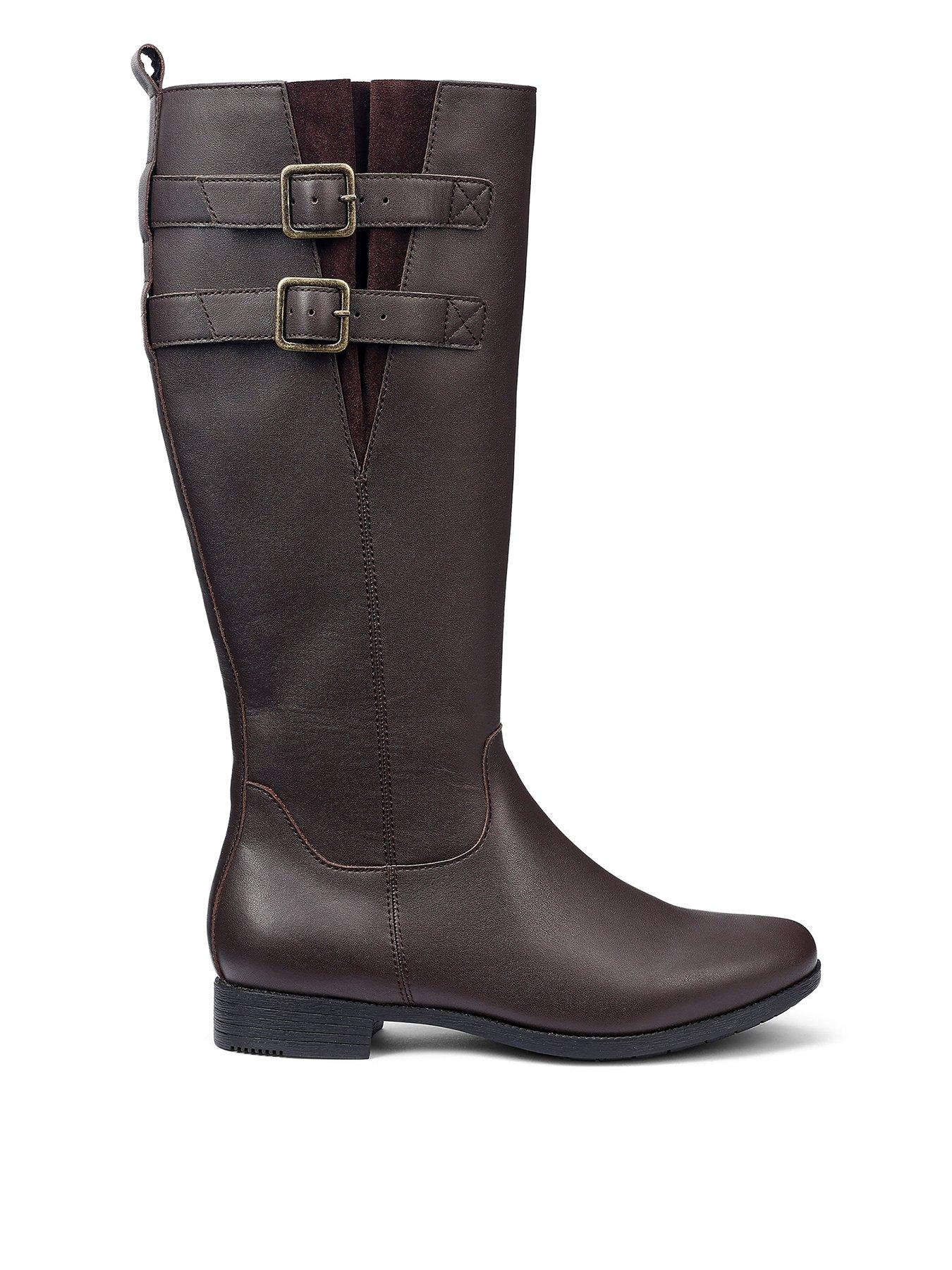 Hotter Bamburgh Wide Fit Buckle Detail Knee Boot - Black