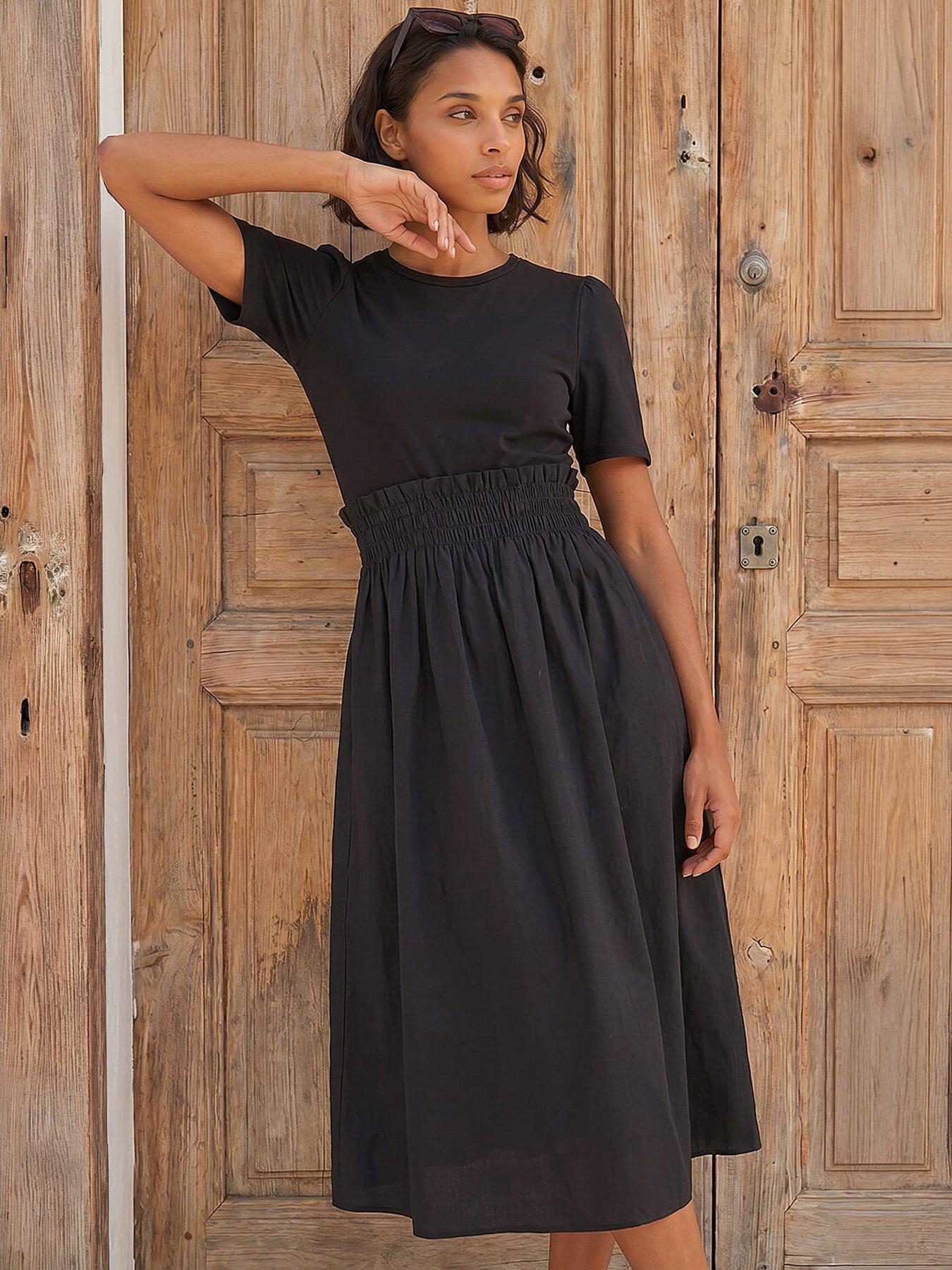 Image 2 of 4 of Roman Dusk Shirred Waist Midi Dress