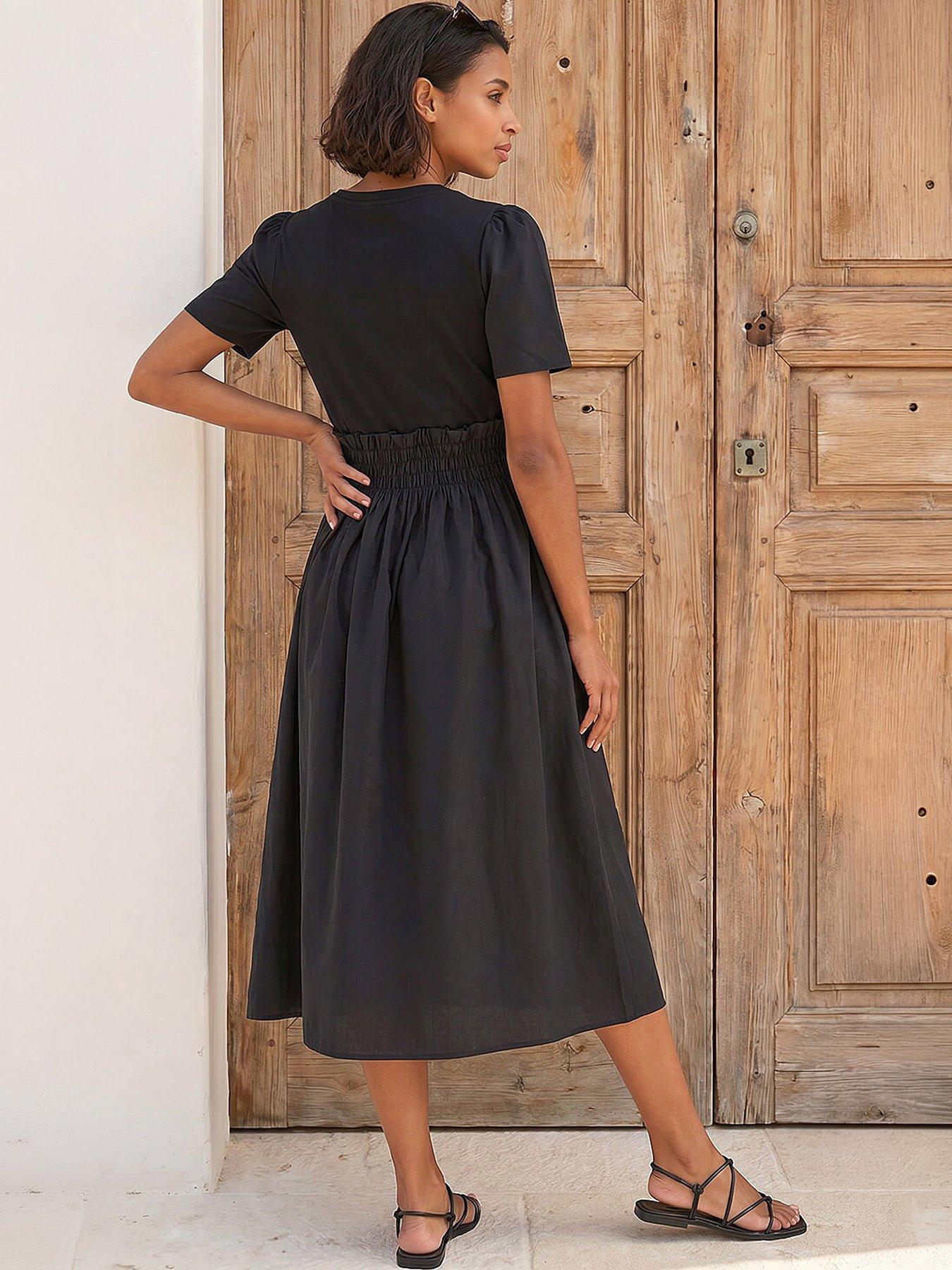 Image 3 of 4 of Roman Dusk Shirred Waist Midi Dress