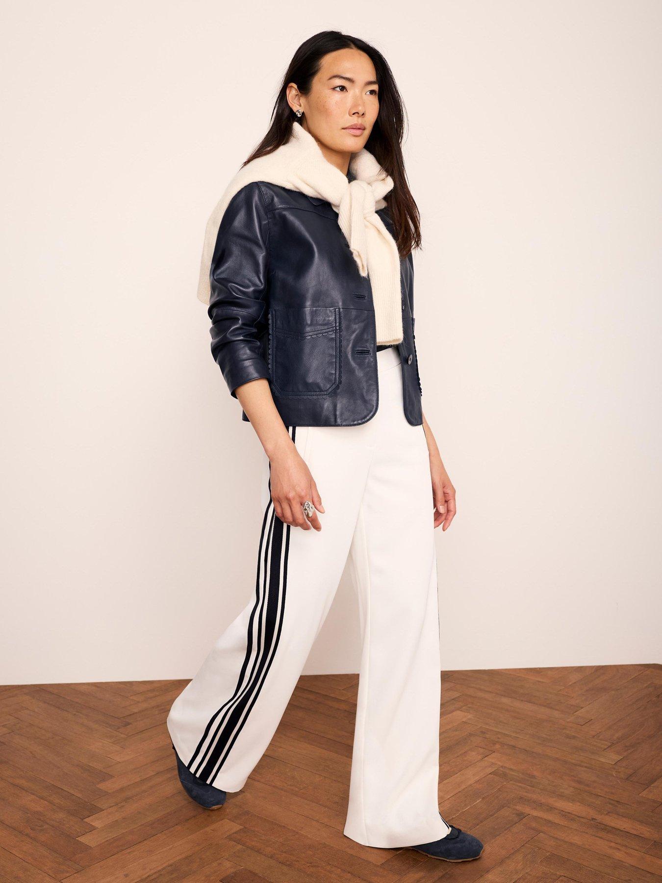 Mint Velvet Ivory Side Stripe Track Pants - White