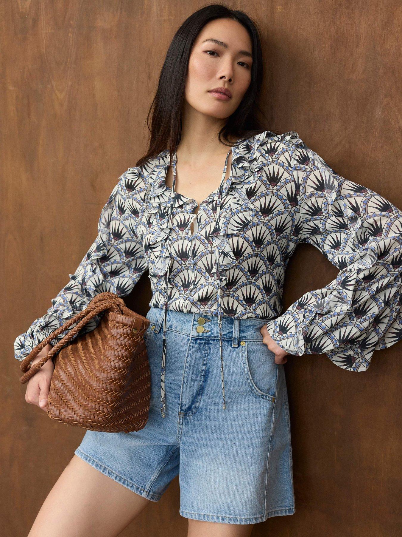 Mint Velvet Abstract Print Blouse - Blue