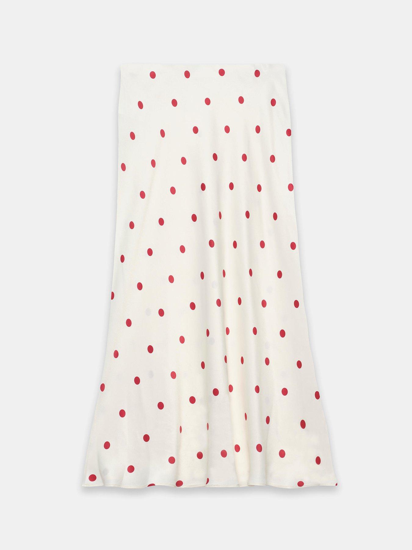 Image 6 of 6 of Mint Velvet Cream Spot Slip Skirt - Red