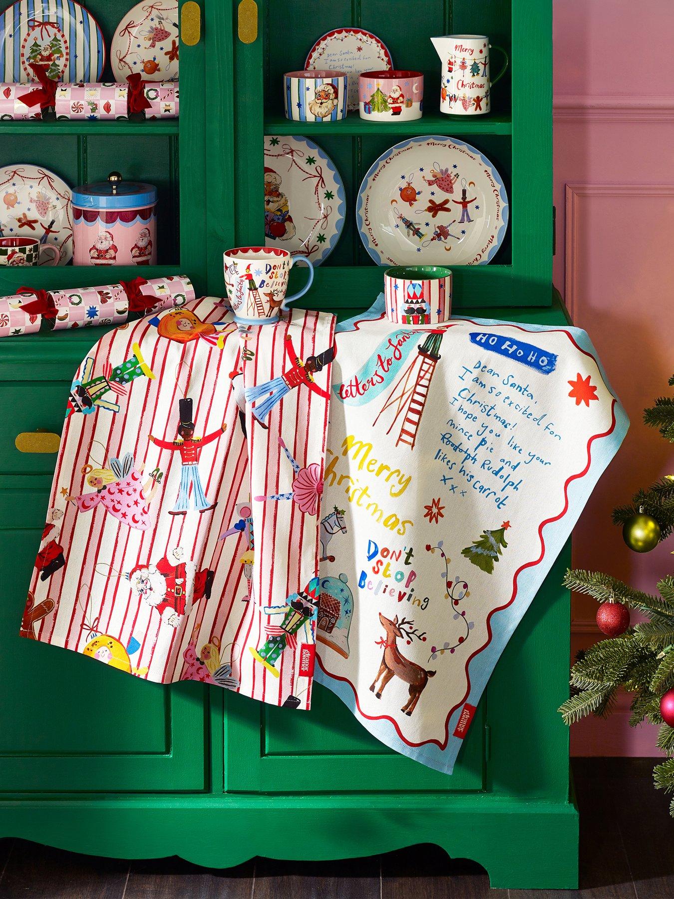 Eleanor Bowmer 100% Cotton Dear Santa Tea Towels 2 Pack