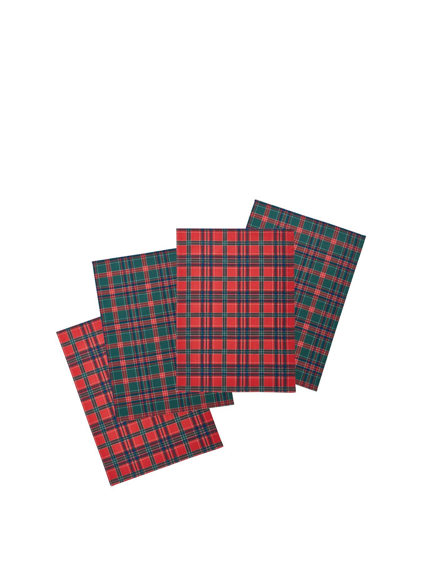 Image 2 of 3 of Catherine Lansfield 100% Cotton Christmas Tartan Check Tea Towels 4 Pack