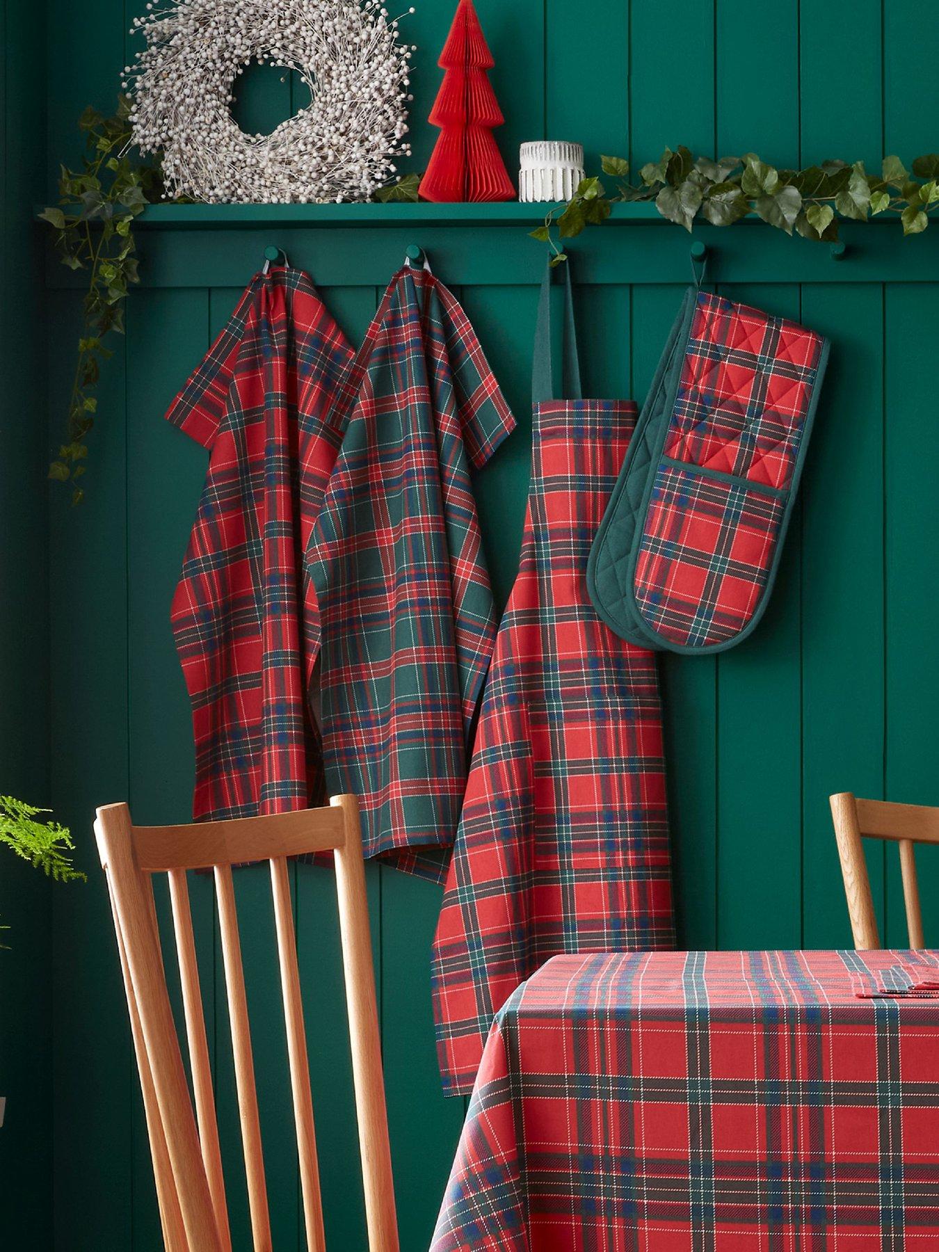 Image 3 of 3 of Catherine Lansfield 100% Cotton Christmas Tartan Check Tea Towels 4 Pack