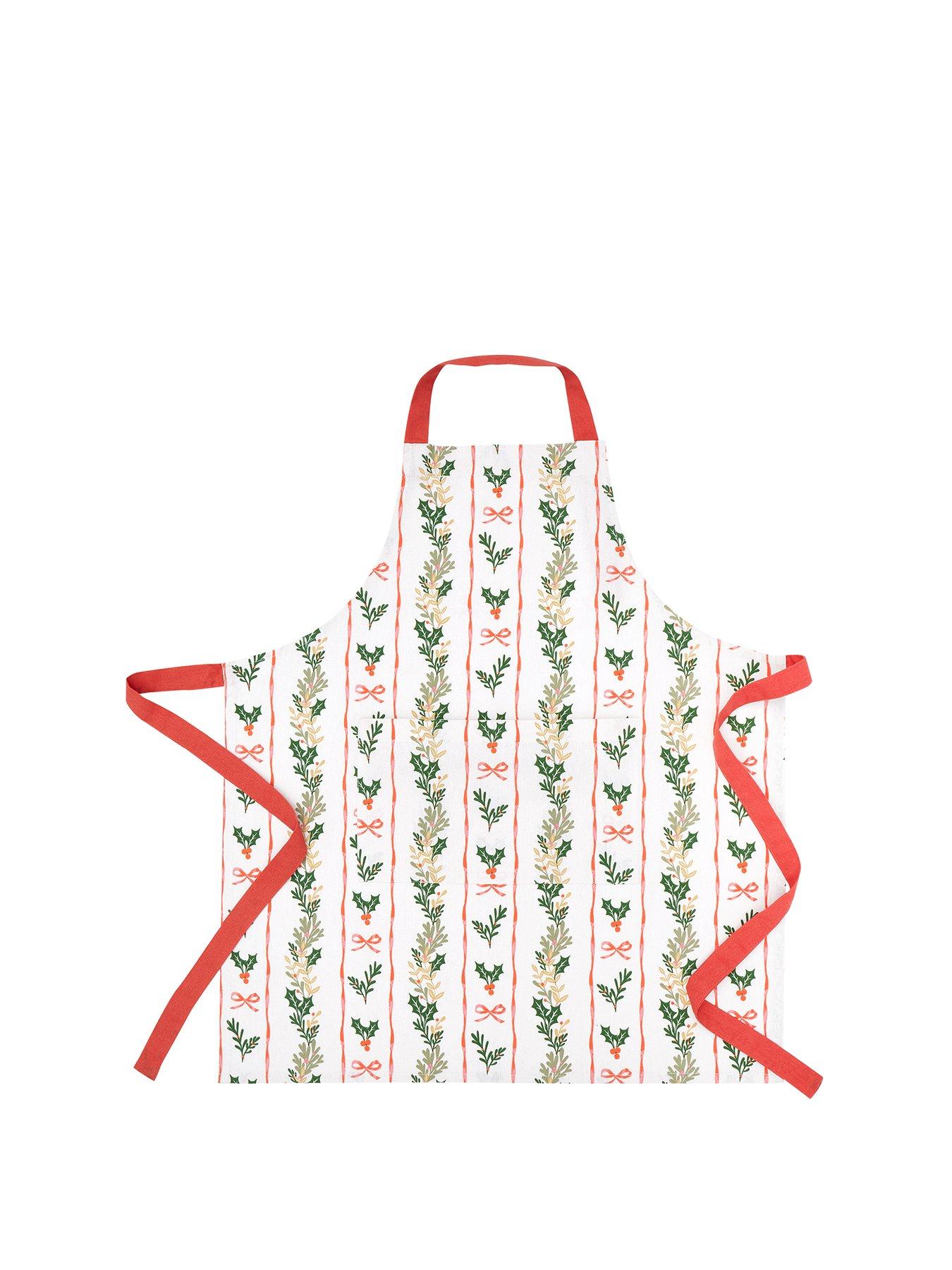Image 2 of 3 of Catherine Lansfield 100% Cotton Christmas Holly Stripe Apron