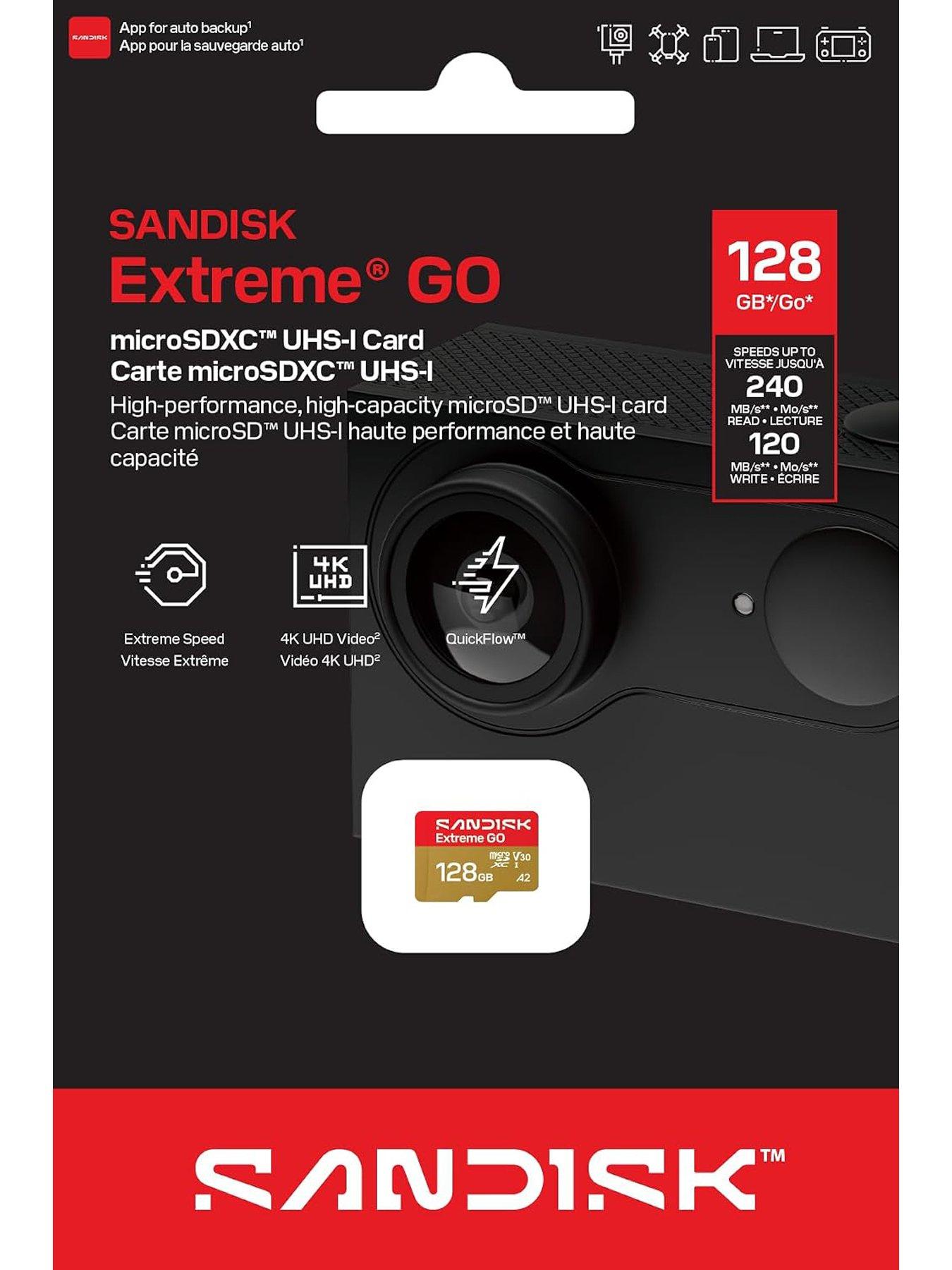 Image 3 of 4 of SanDisk SanDisk Extreme microSD 128GB for Action Cams and Drones + SD Adapter