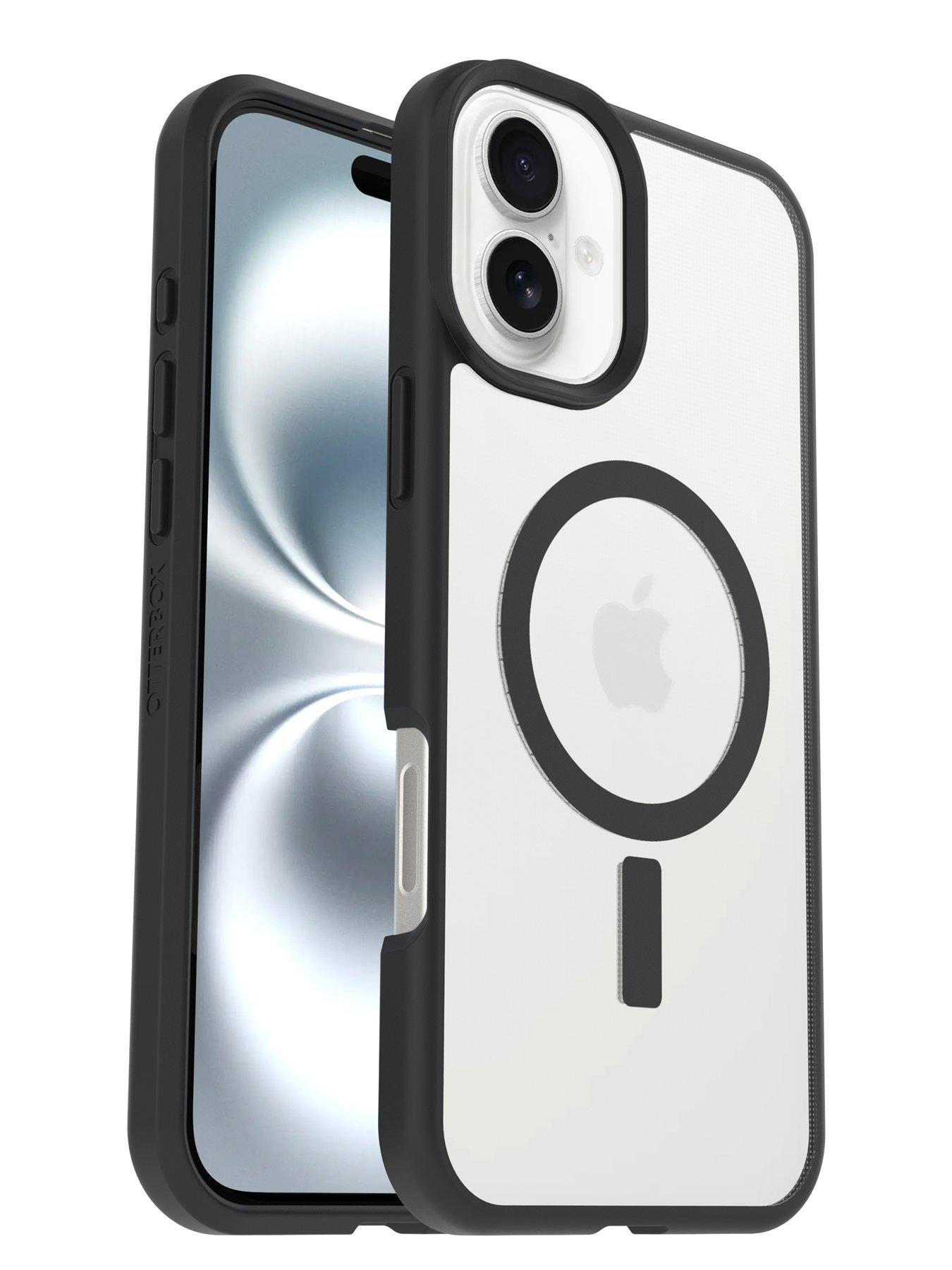 Image 6 of 7 of Otterbox React MagSafe Apple iPhone 16 Plus case Black Crystal - clear/black