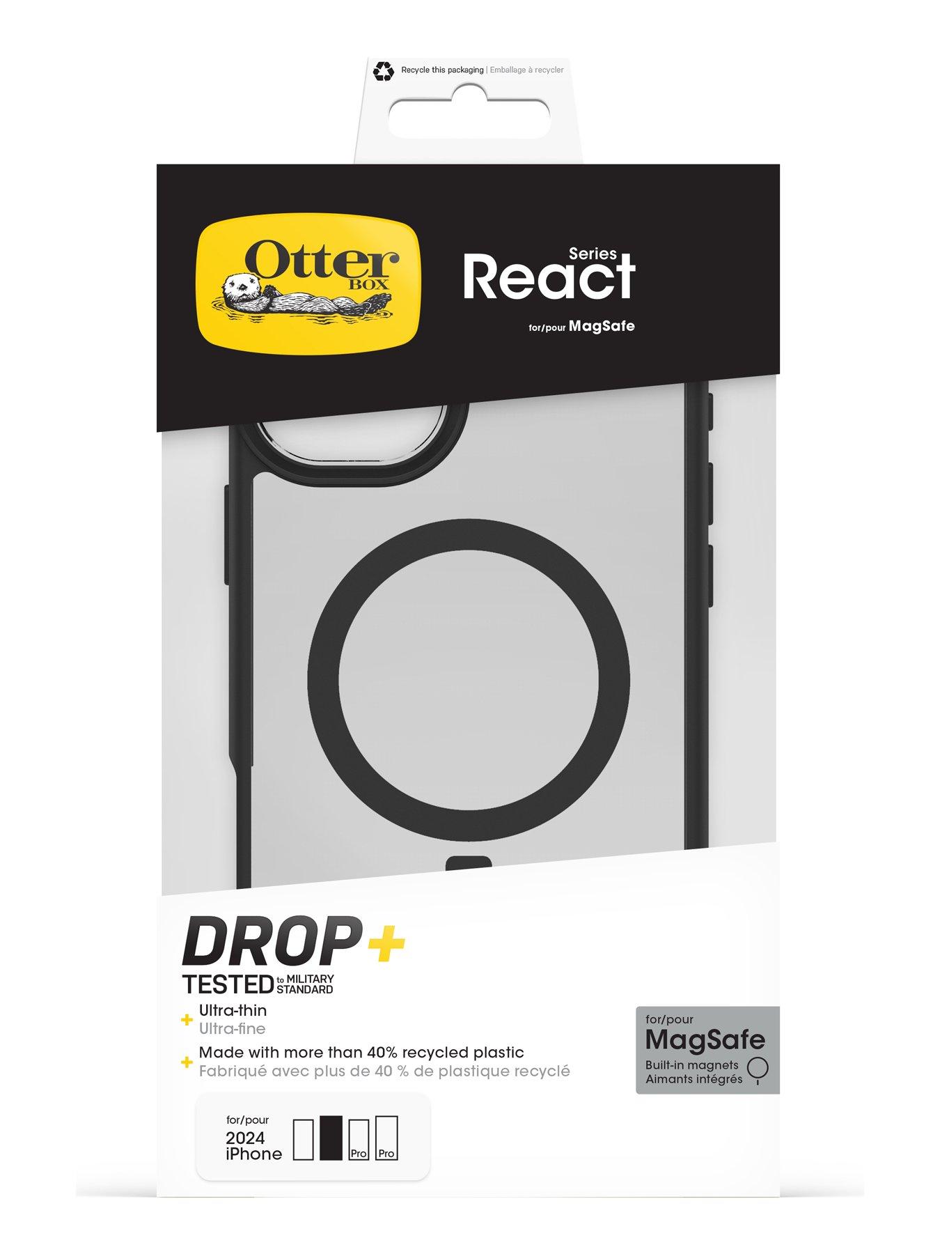 Image 7 of 7 of Otterbox React MagSafe Apple iPhone 16 Plus case Black Crystal - clear/black
