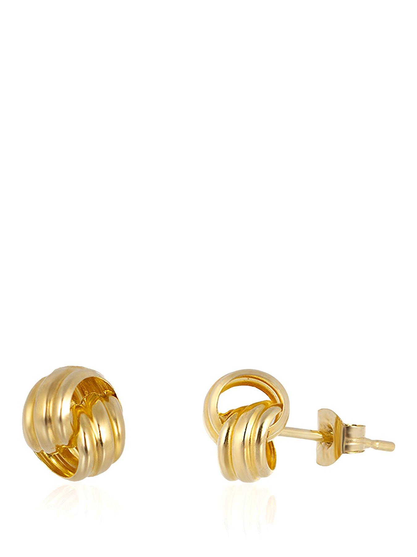 The Love Collection 9ct Gold Double Knot Stud Earrings
