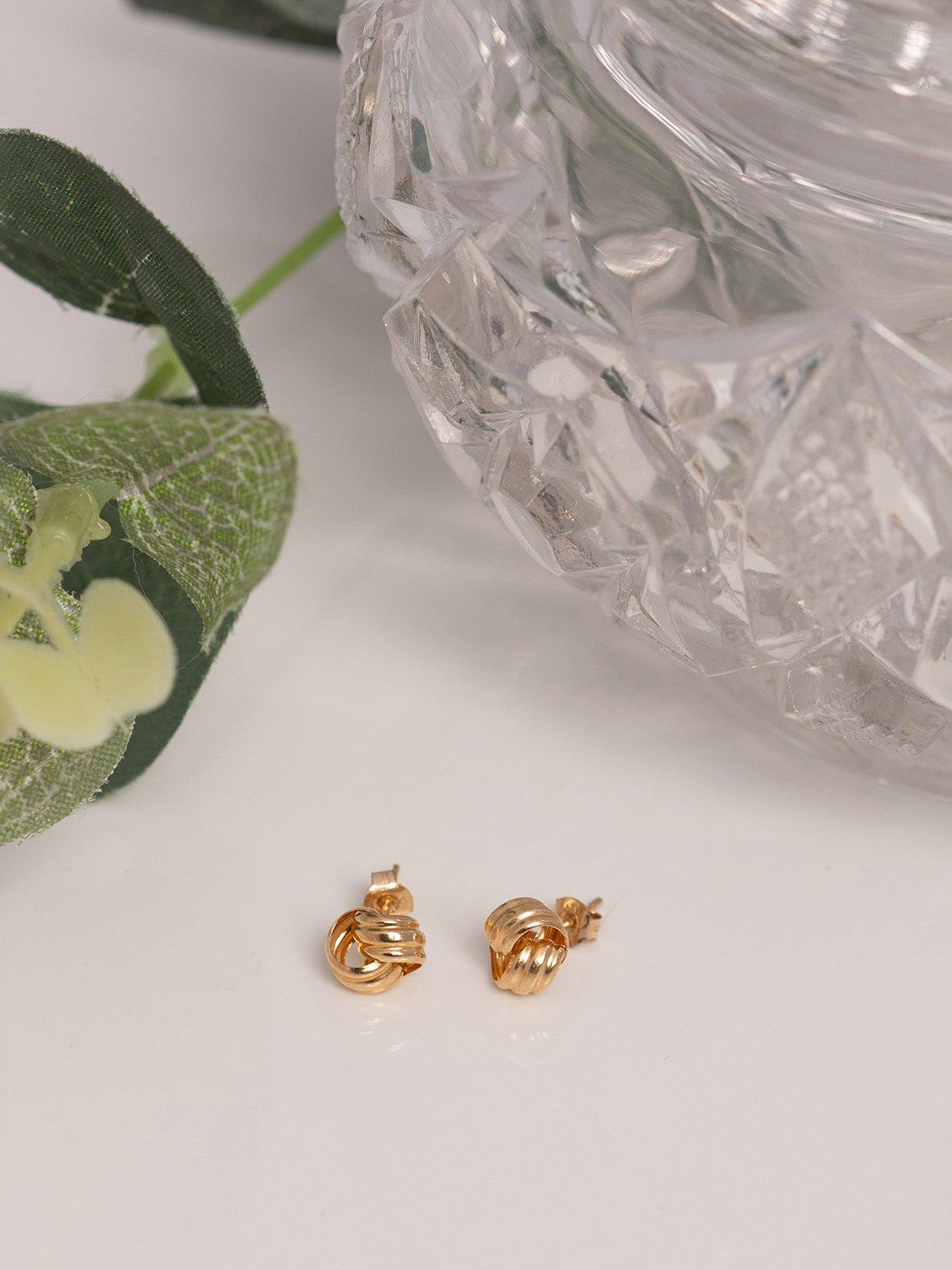 Image 3 of 5 of The Love Collection 9ct Gold Double Knot Stud Earrings