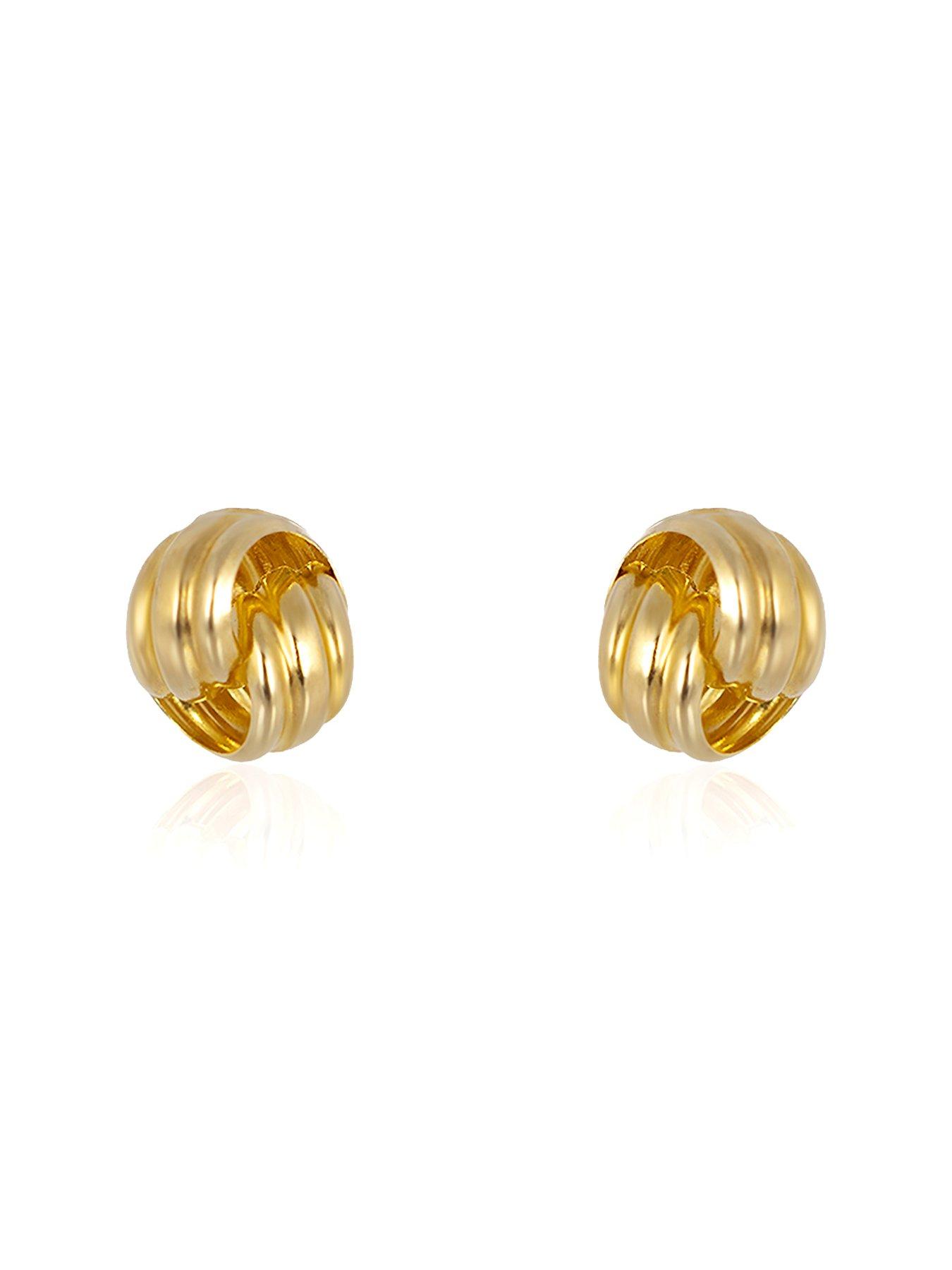 Image 4 of 5 of The Love Collection 9ct Gold Double Knot Stud Earrings