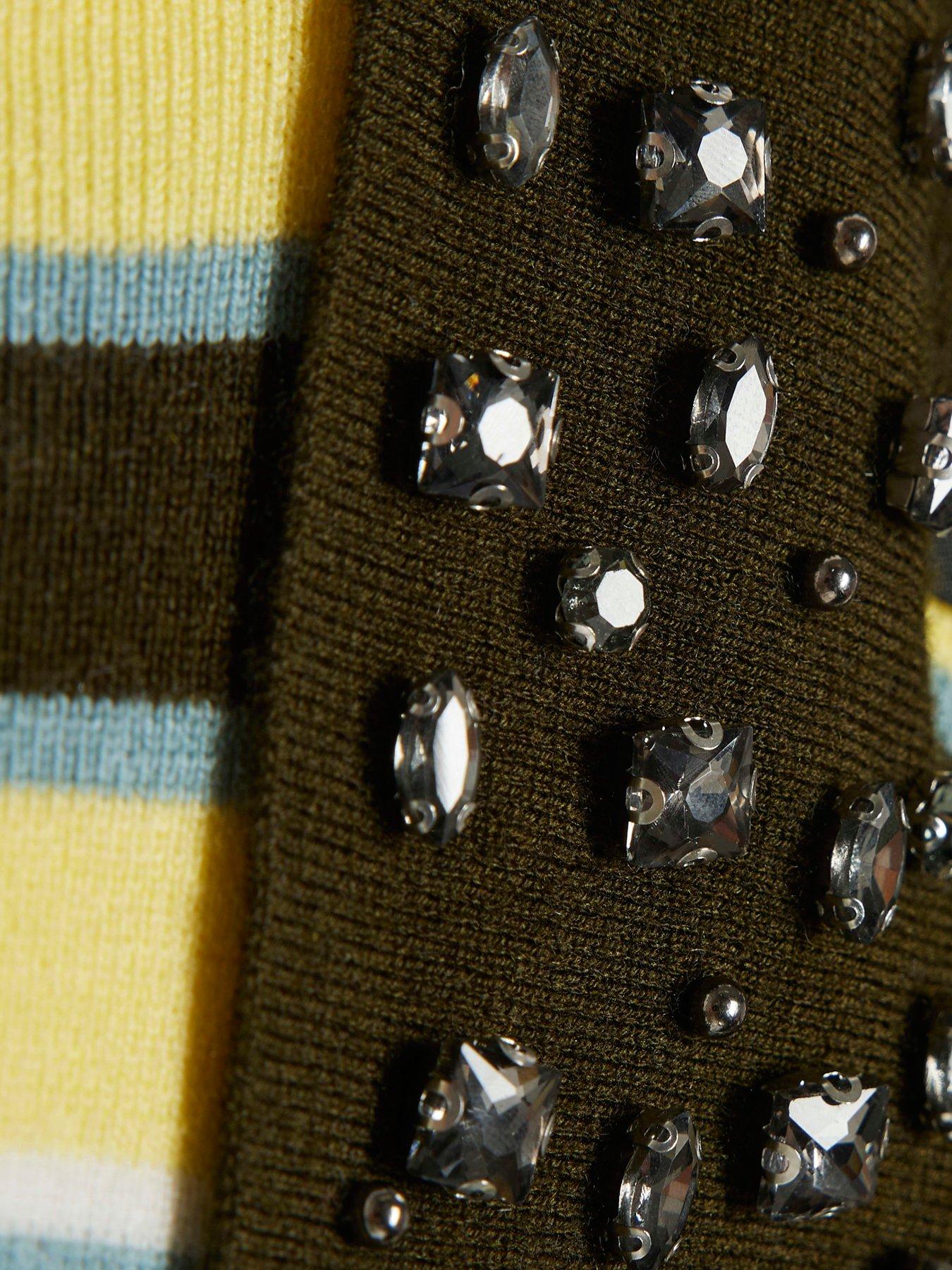Image 5 of 6 of River Island Stripe Embellished Knit Polo Shirt - Blue