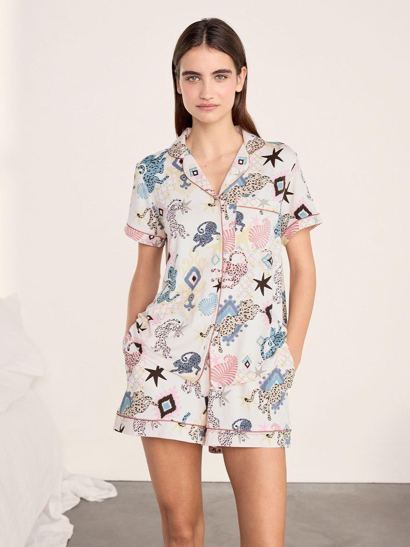 CHELSEA PEERS Chelsea Peers Bohemian Leopard Print Short Pyjama Set - Off White