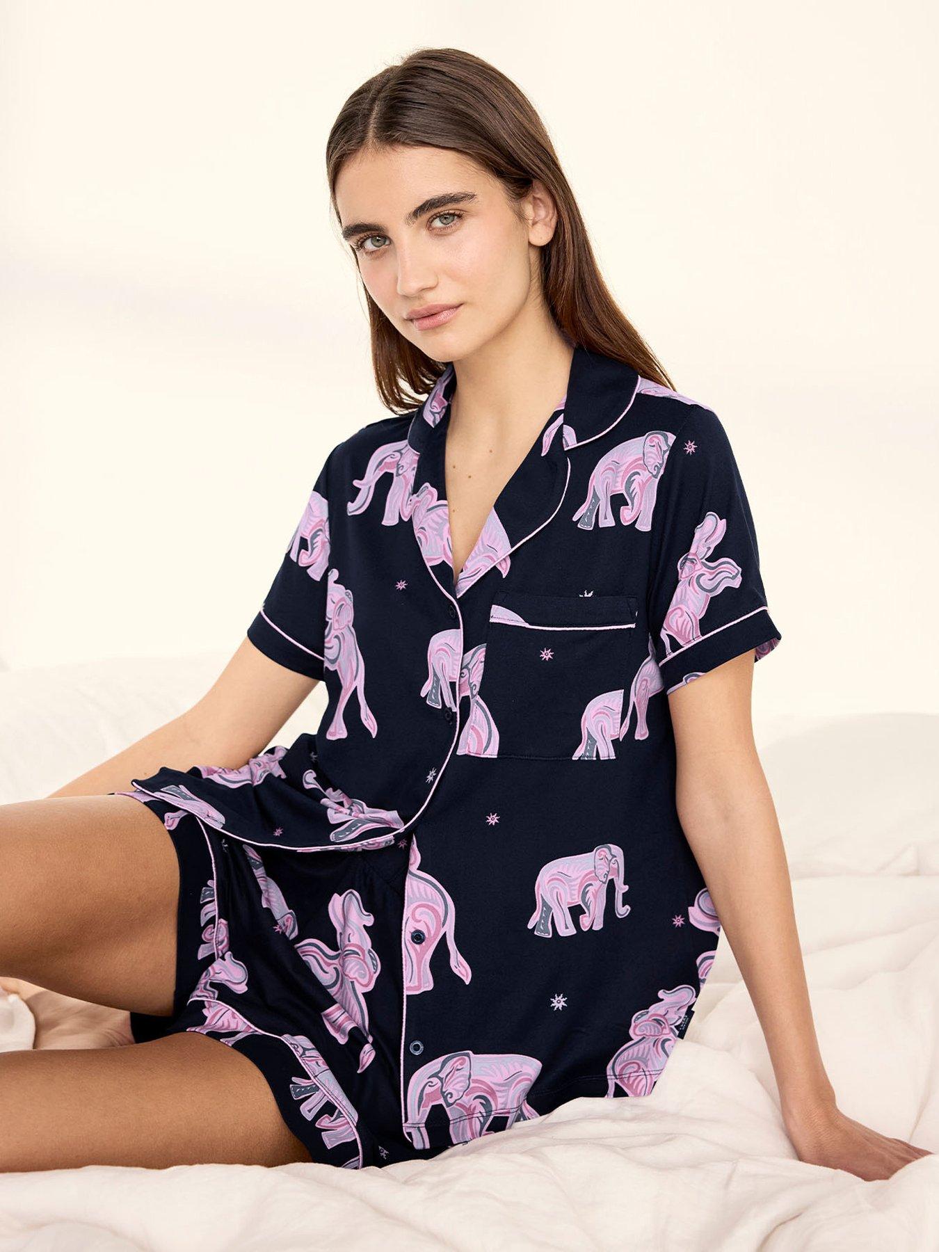 CHELSEA PEERS Chelsea Peers Elephant Dreamscape Print Short Pyjama Set - Navy