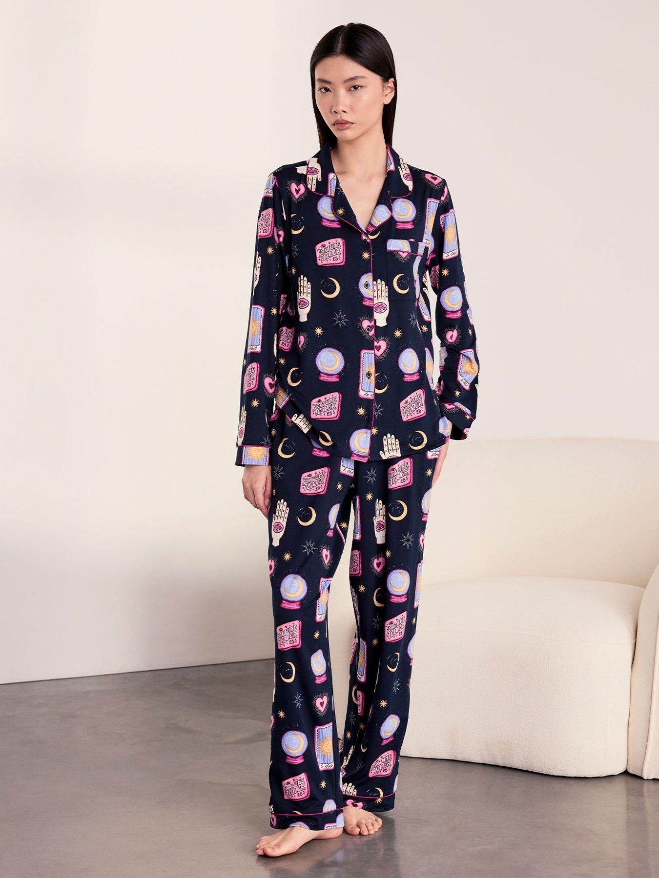 CHELSEA PEERS Chelsea Peers Halloween Fortune Teller Print Long Pyjama Set - Navy