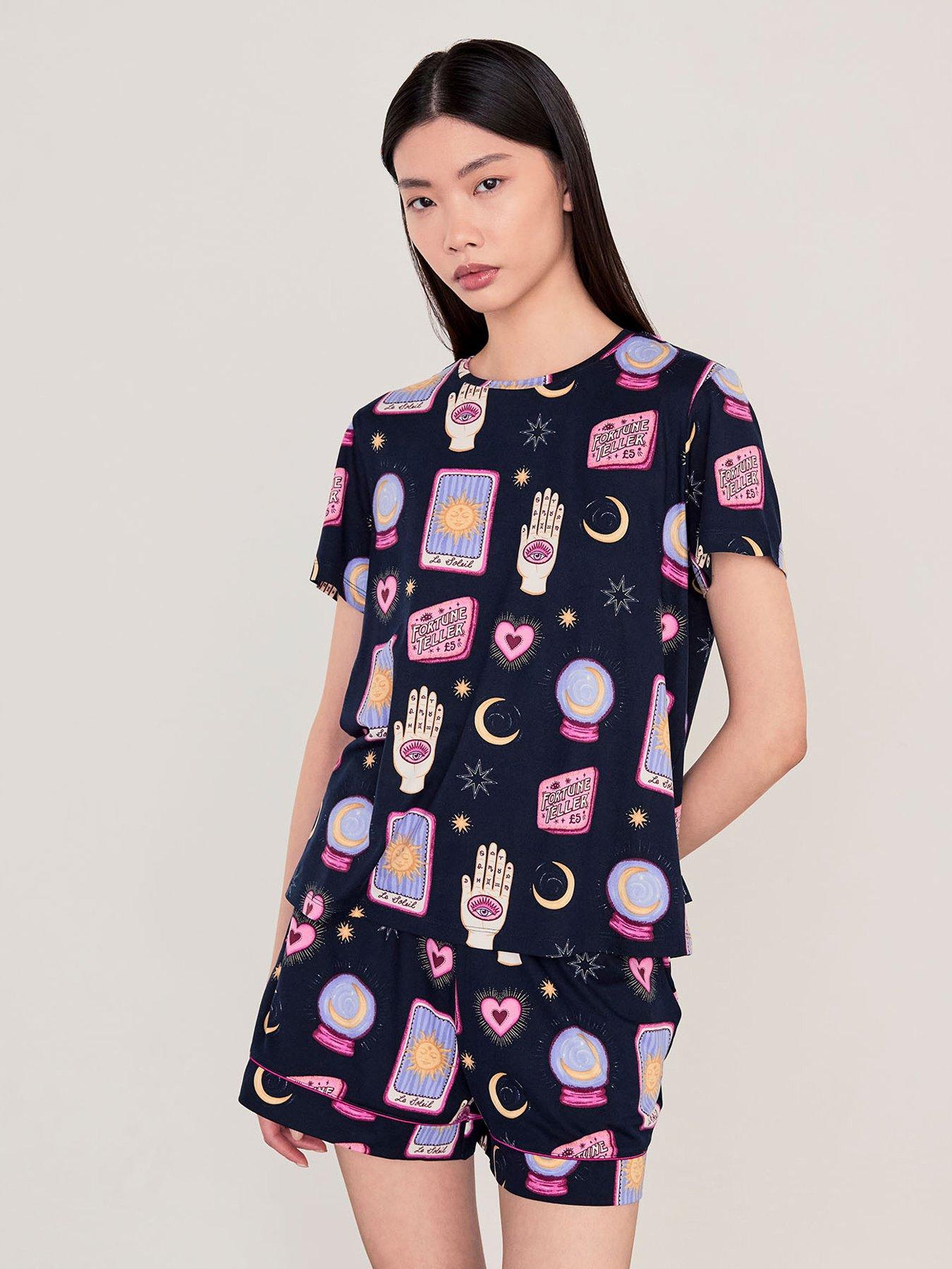 CHELSEA PEERS Chelsea Peers Halloween Fortune Teller Print Short Pyjama Set - Navy