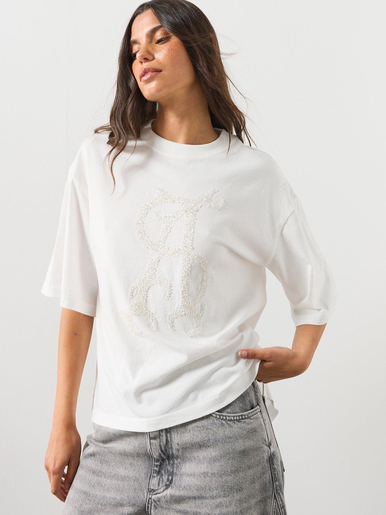 AllSaints Reflex Amelie Embellished T-Shirt - White