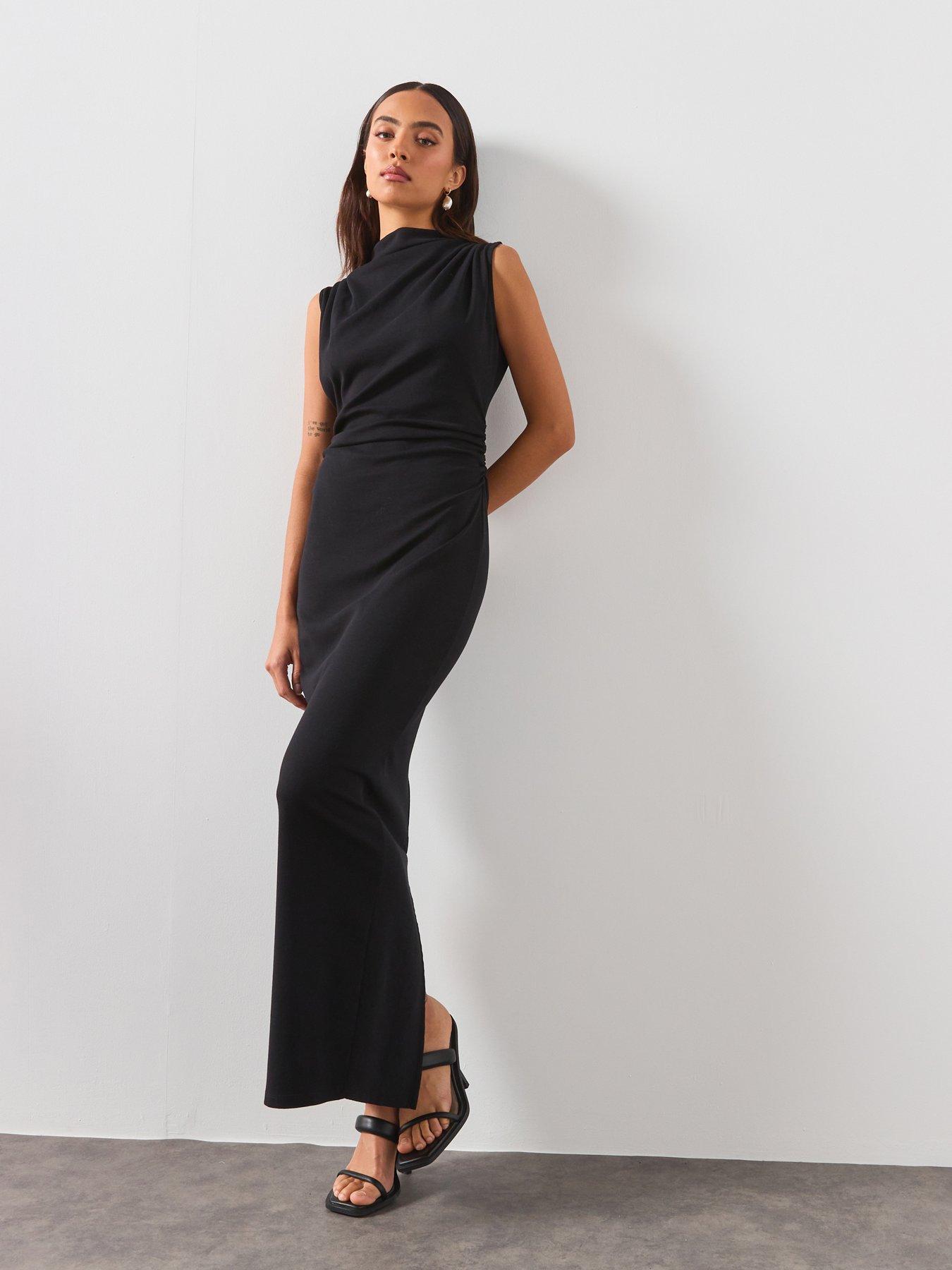 Image 1 of 6 of AllSaints Katarina Cowl Maxi Dress - Black
