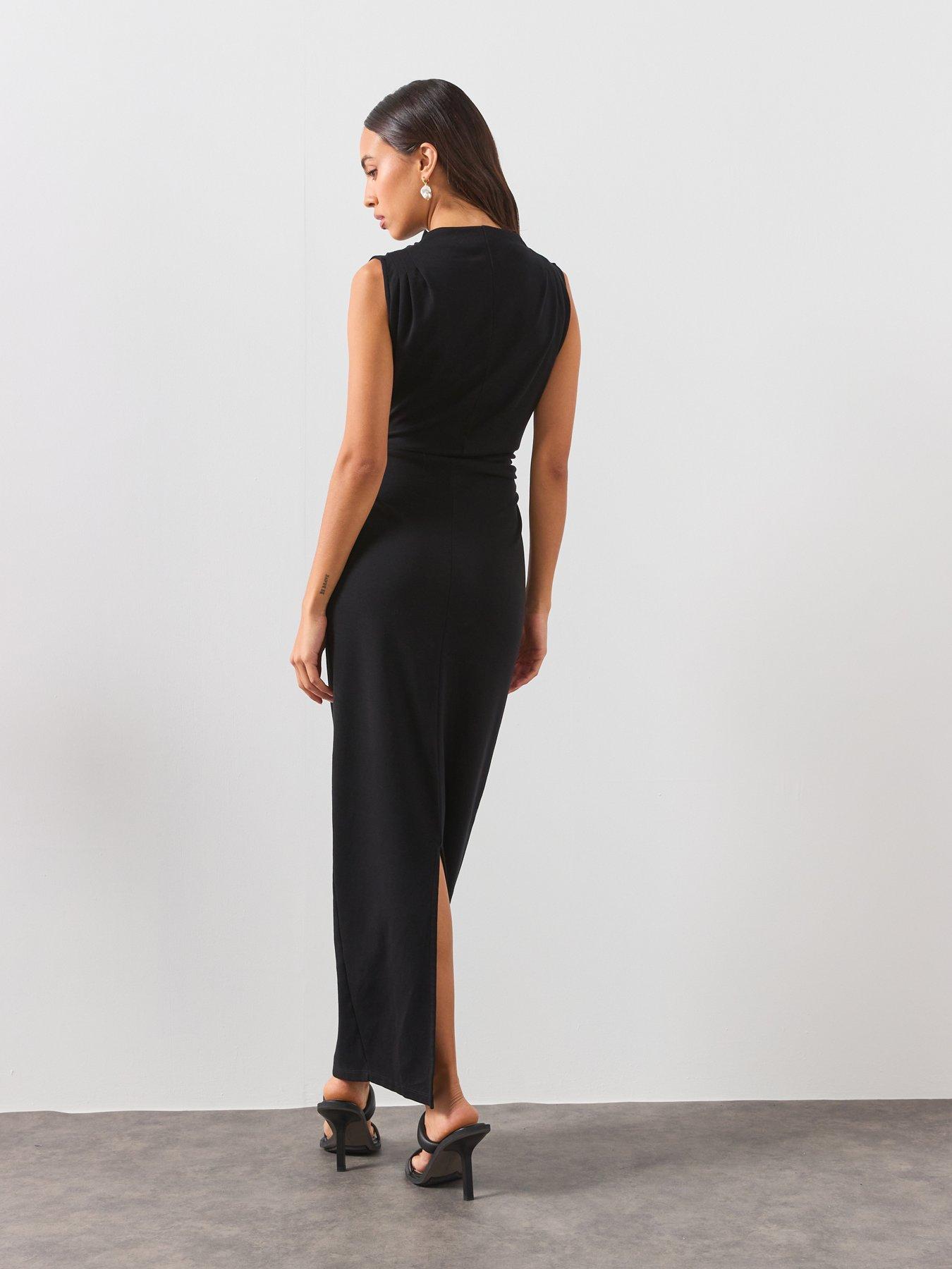 Image 2 of 6 of AllSaints Katarina Cowl Maxi Dress - Black