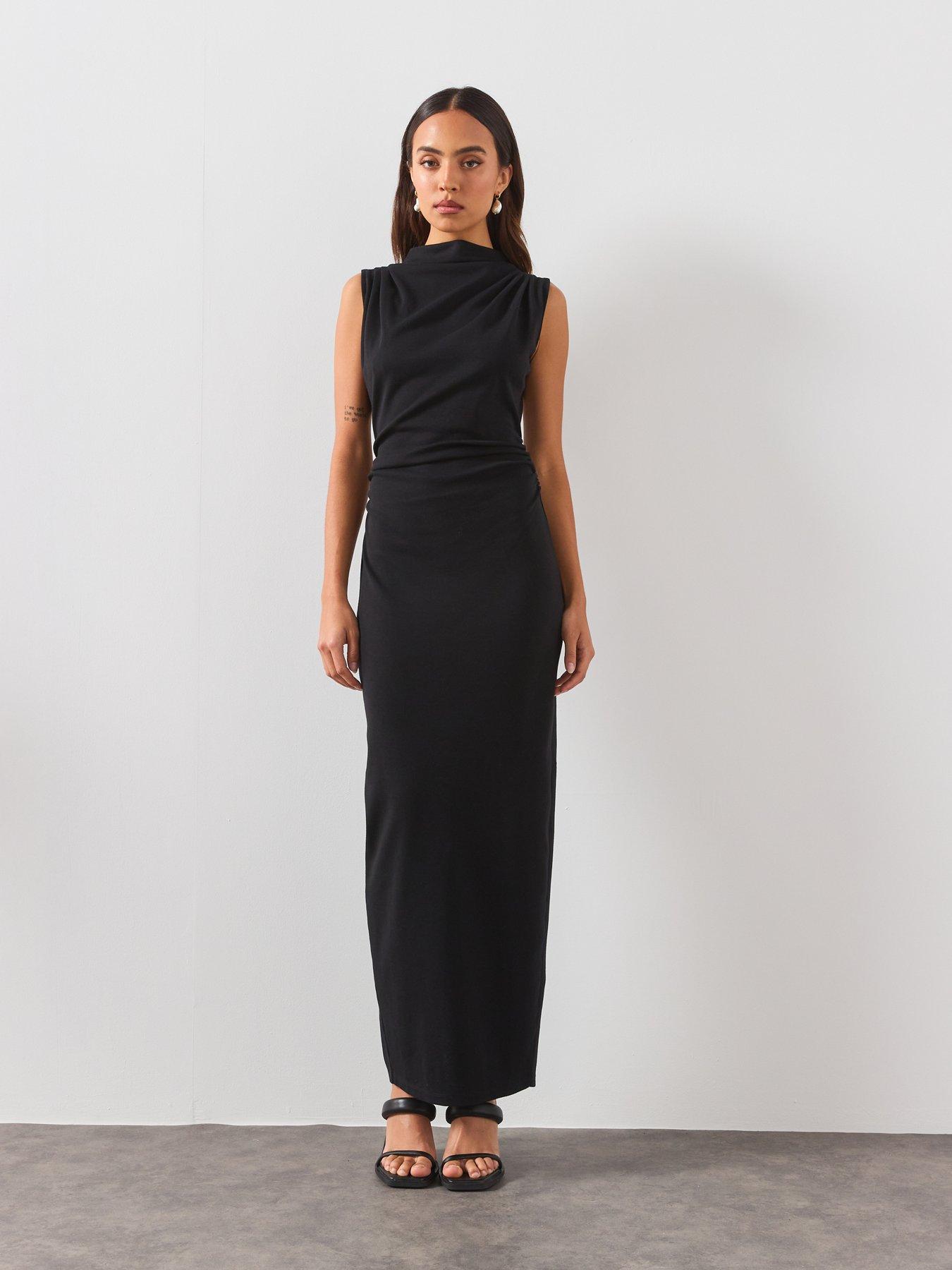 Image 3 of 6 of AllSaints Katarina Cowl Maxi Dress - Black