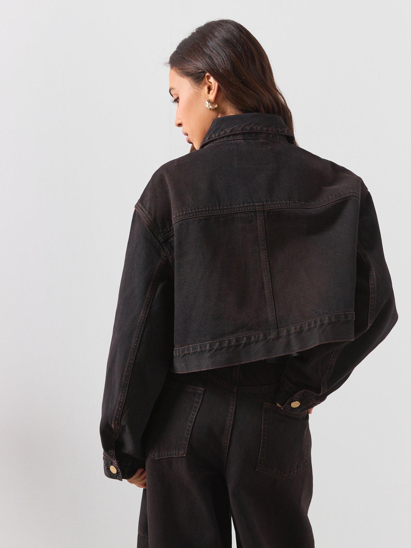 Image 2 of 6 of AllSaints Blink Cropped Denim Jacket - Overdyed Brown