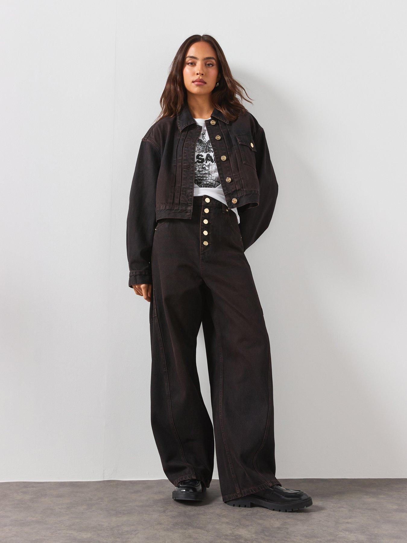 Image 3 of 6 of AllSaints Blink Cropped Denim Jacket - Overdyed Brown