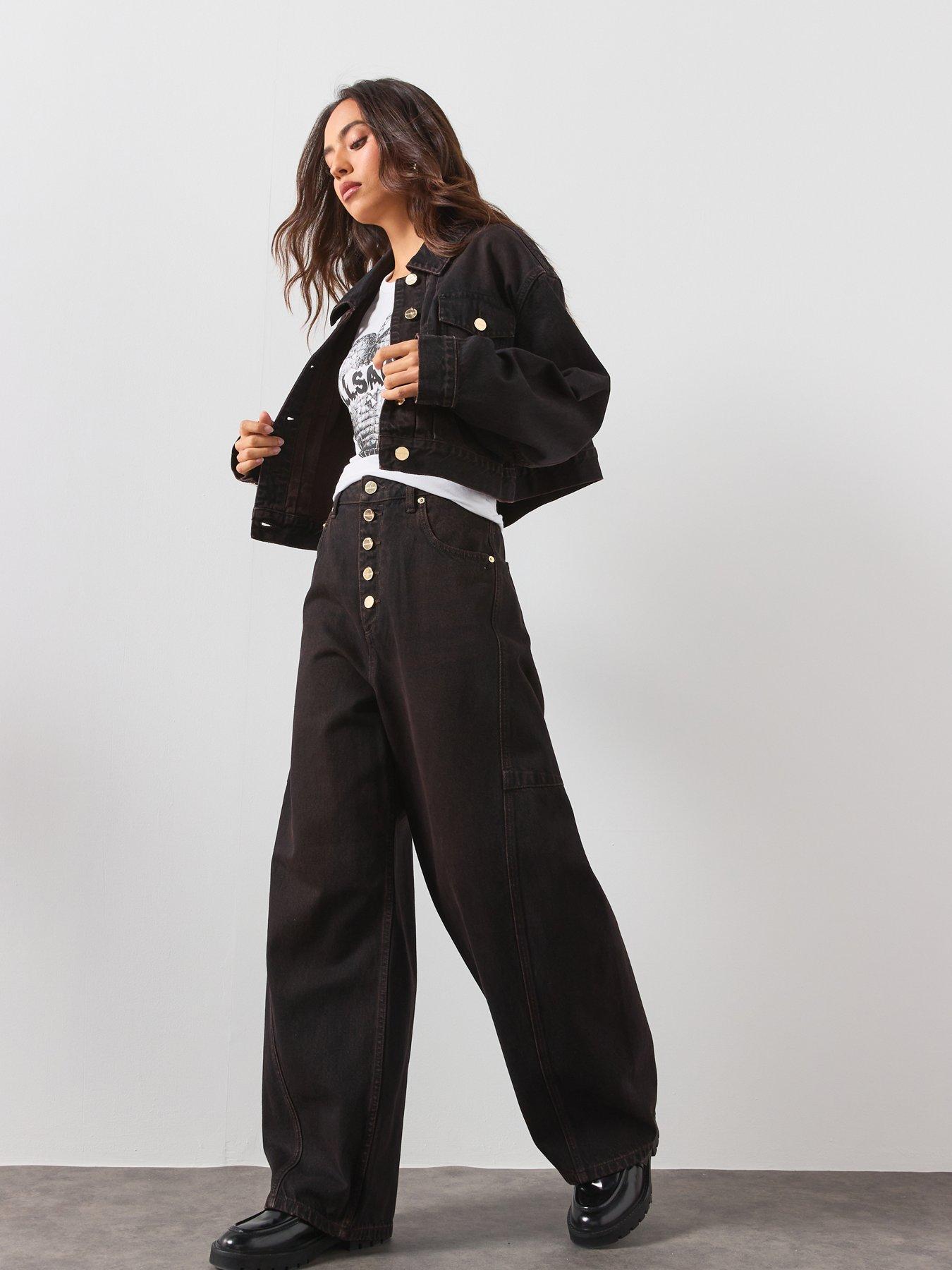 Image 5 of 6 of AllSaints Blink Cropped Denim Jacket - Overdyed Brown