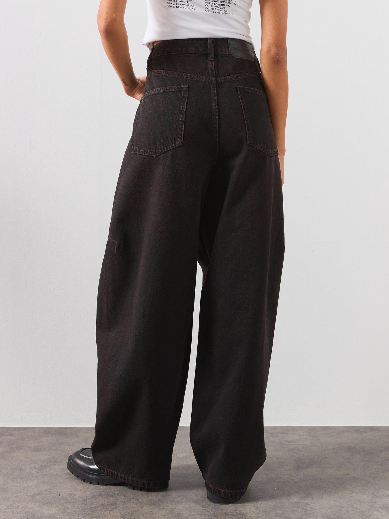 Image 2 of 6 of AllSaints Carter Barrel Leg Denim Jeans - Brown