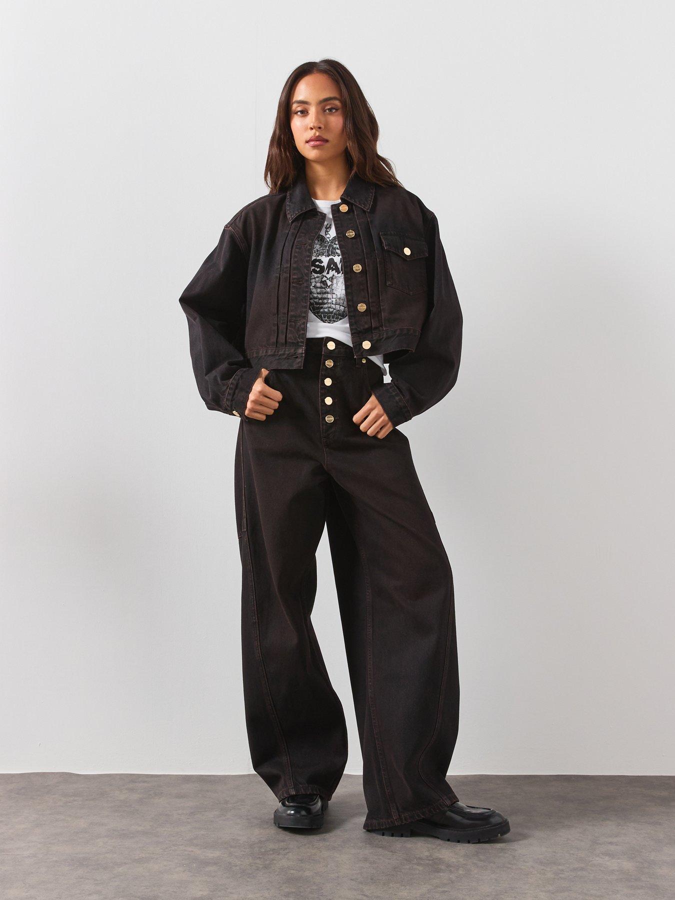 Image 3 of 6 of AllSaints Carter Barrel Leg Denim Jeans - Brown