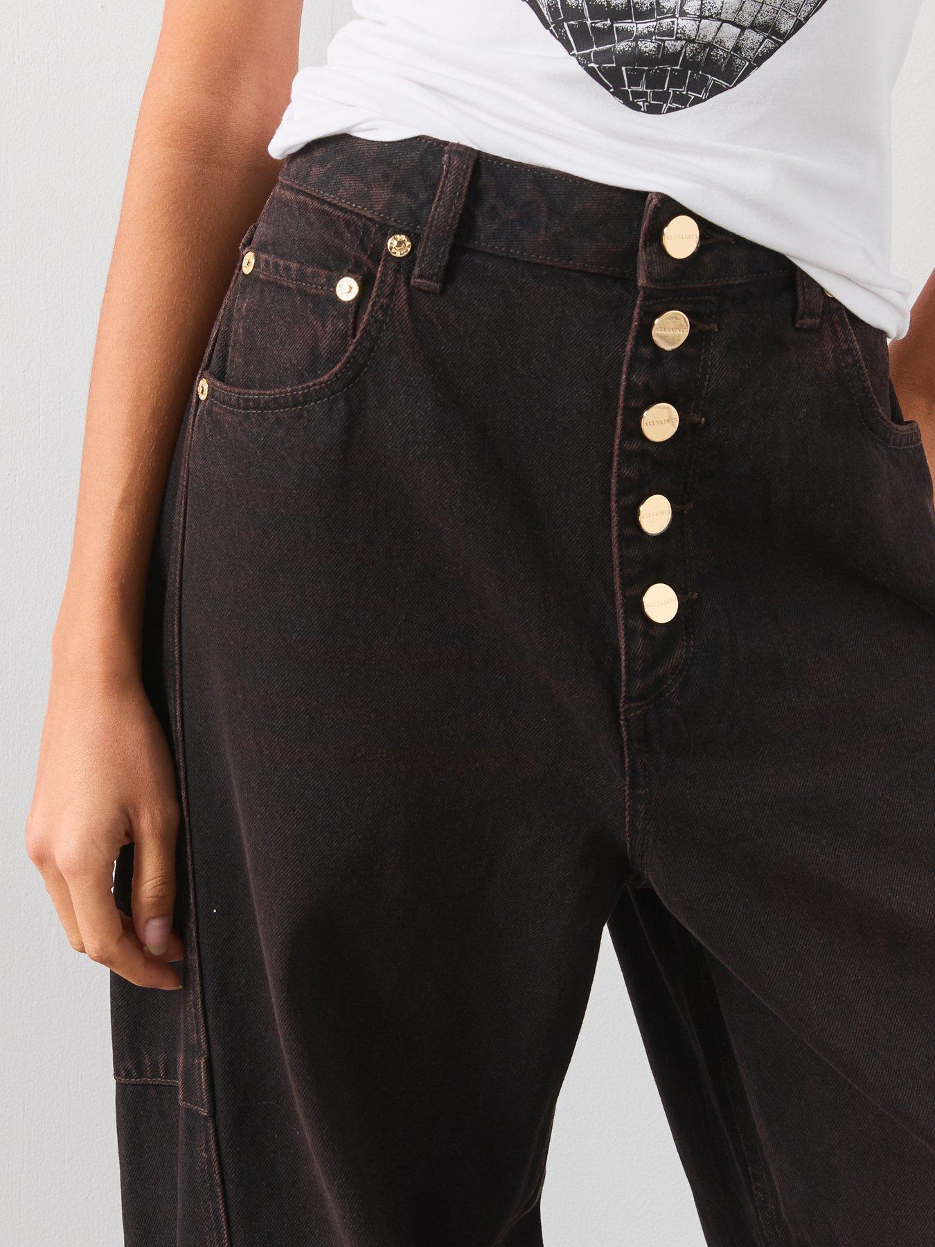 Image 4 of 6 of AllSaints Carter Barrel Leg Denim Jeans - Brown