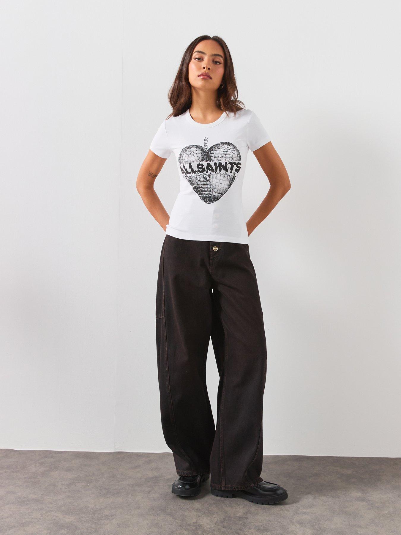 Image 6 of 6 of AllSaints Carter Barrel Leg Denim Jeans - Brown