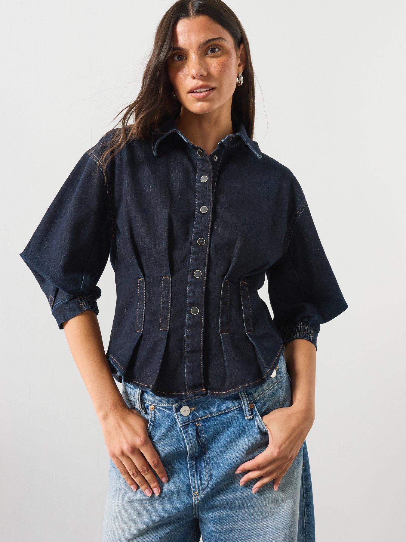 AllSaints Nancy Fitted Denim Shirt - Blue